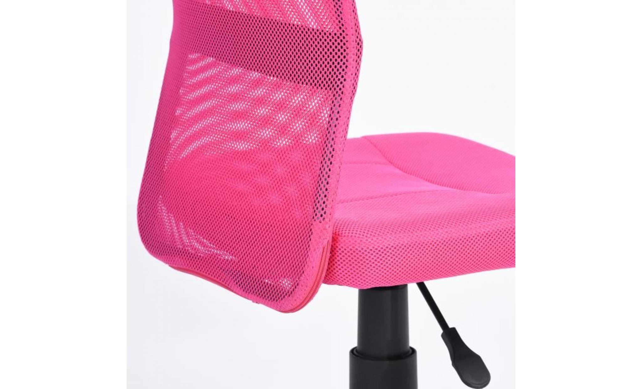 furnish1 fauteuil de bureau siege de bureau rembourrage epais   hauteur reglable   pivotante 360°   rose pas cher