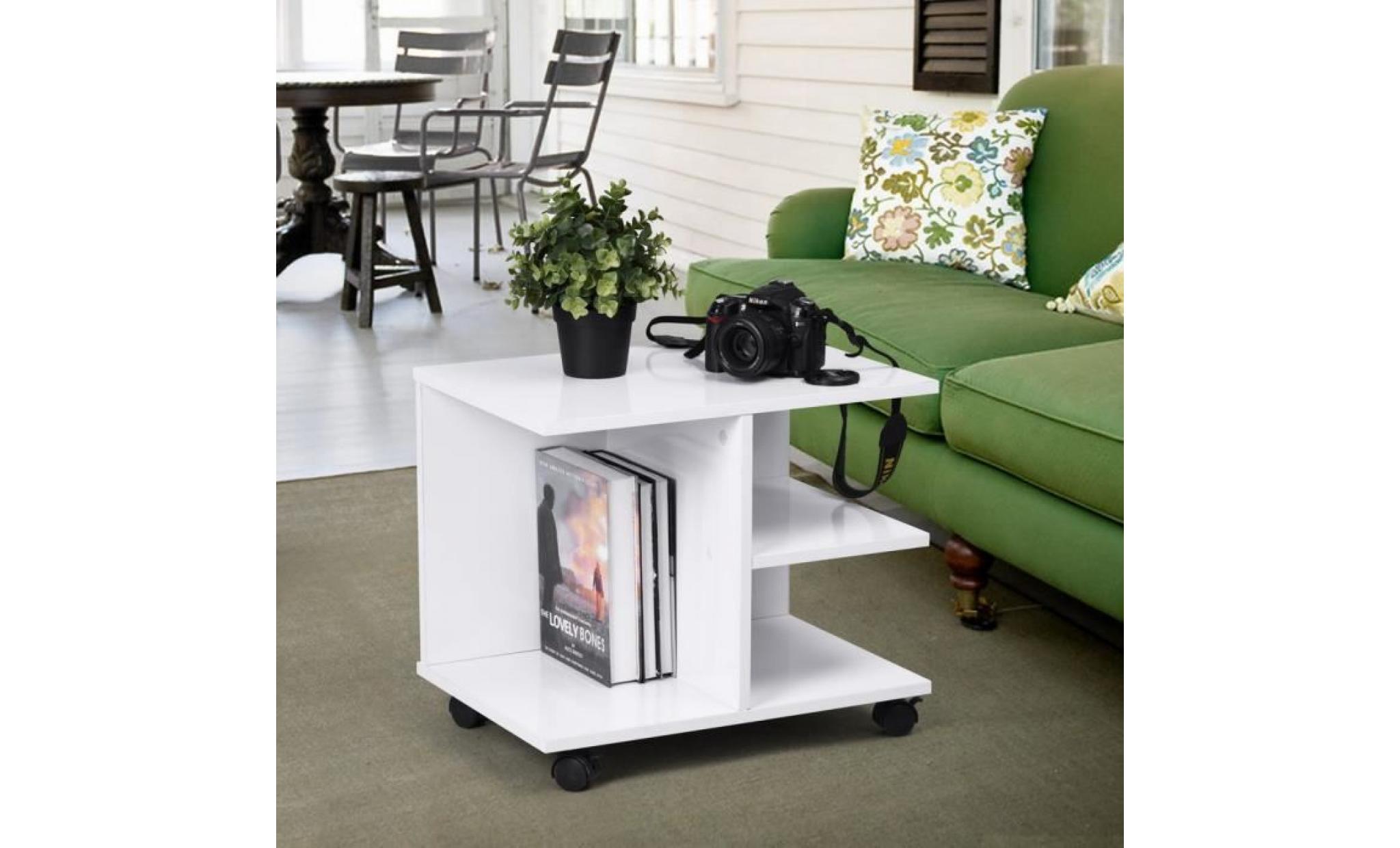 furnish1 multi fonction meuble télé tv table basse table d'appoint chevet de lit roulettes pivotantes à frein etagère tablettes rang pas cher