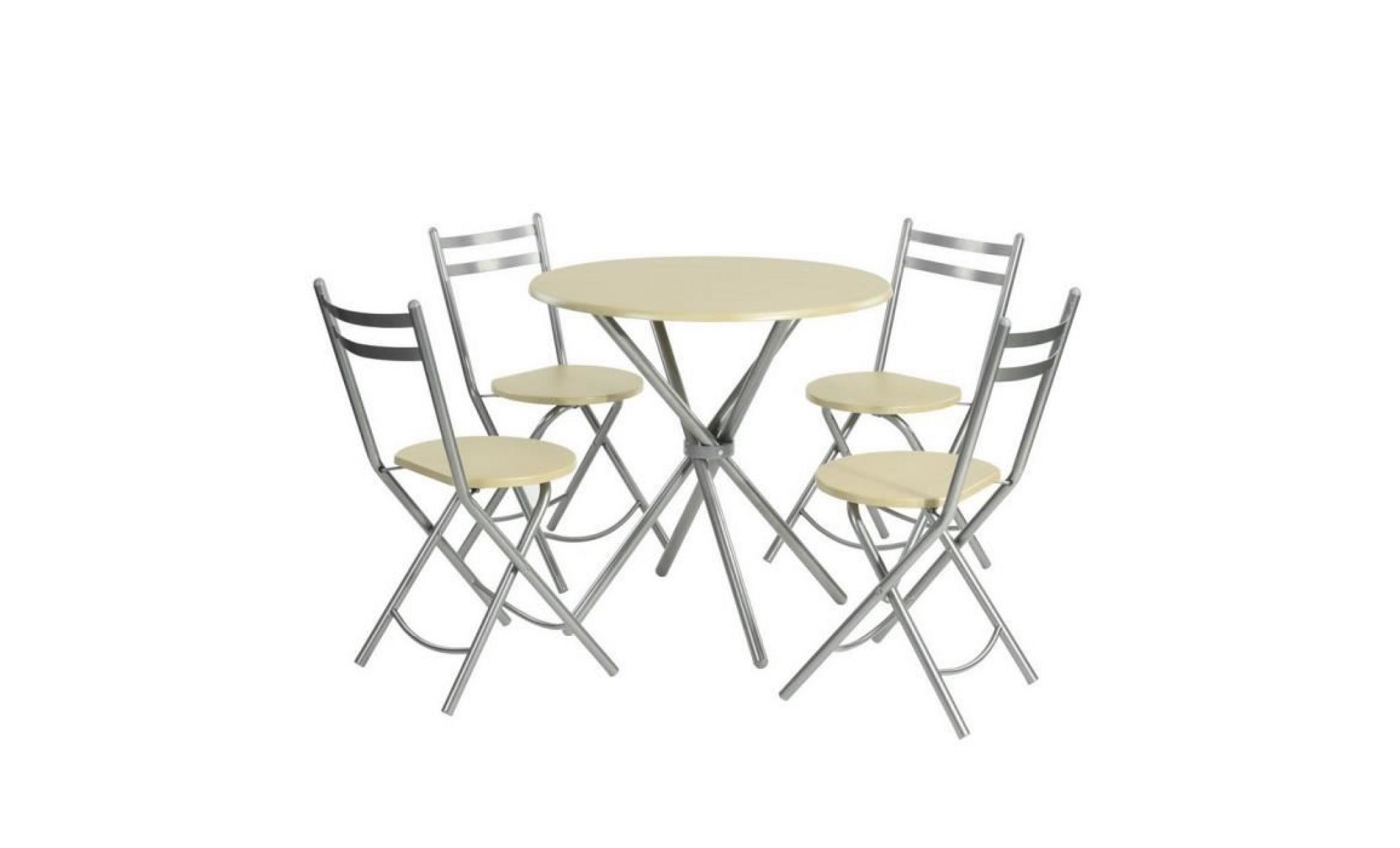 furnish1 table à manger élégante et 4 chaises pliantes, ensemble de 5 pièces pour salle à manger   beige