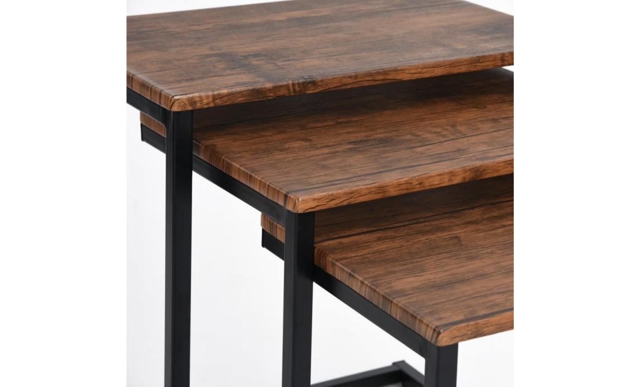 furniturer 3x table basse café  noyer nidification   industrielle plateau de table en mdf pas cher