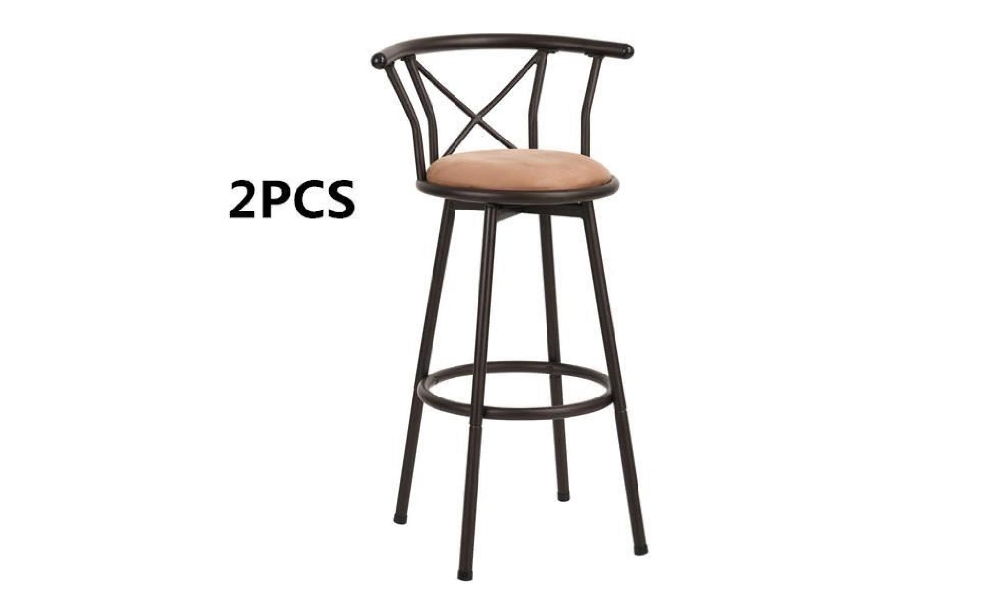 furniturer lot de 2 tabourets de bar cuisine scandinaves chaises de bar haute avec repose pieds design gris en bois et plastique