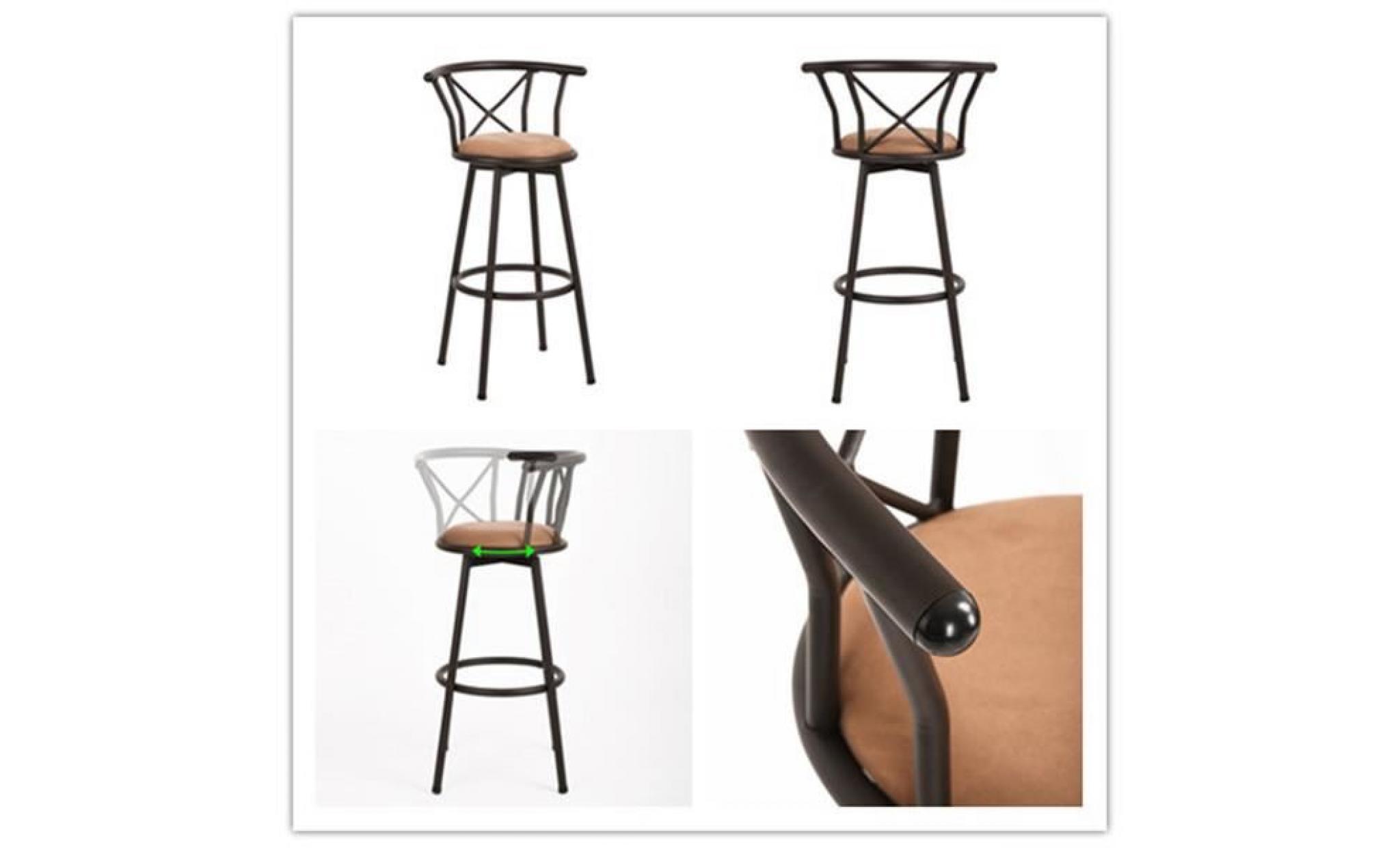 furniturer lot de 2 tabourets de bar cuisine scandinaves chaises de bar haute avec repose pieds design gris en bois et plastique pas cher
