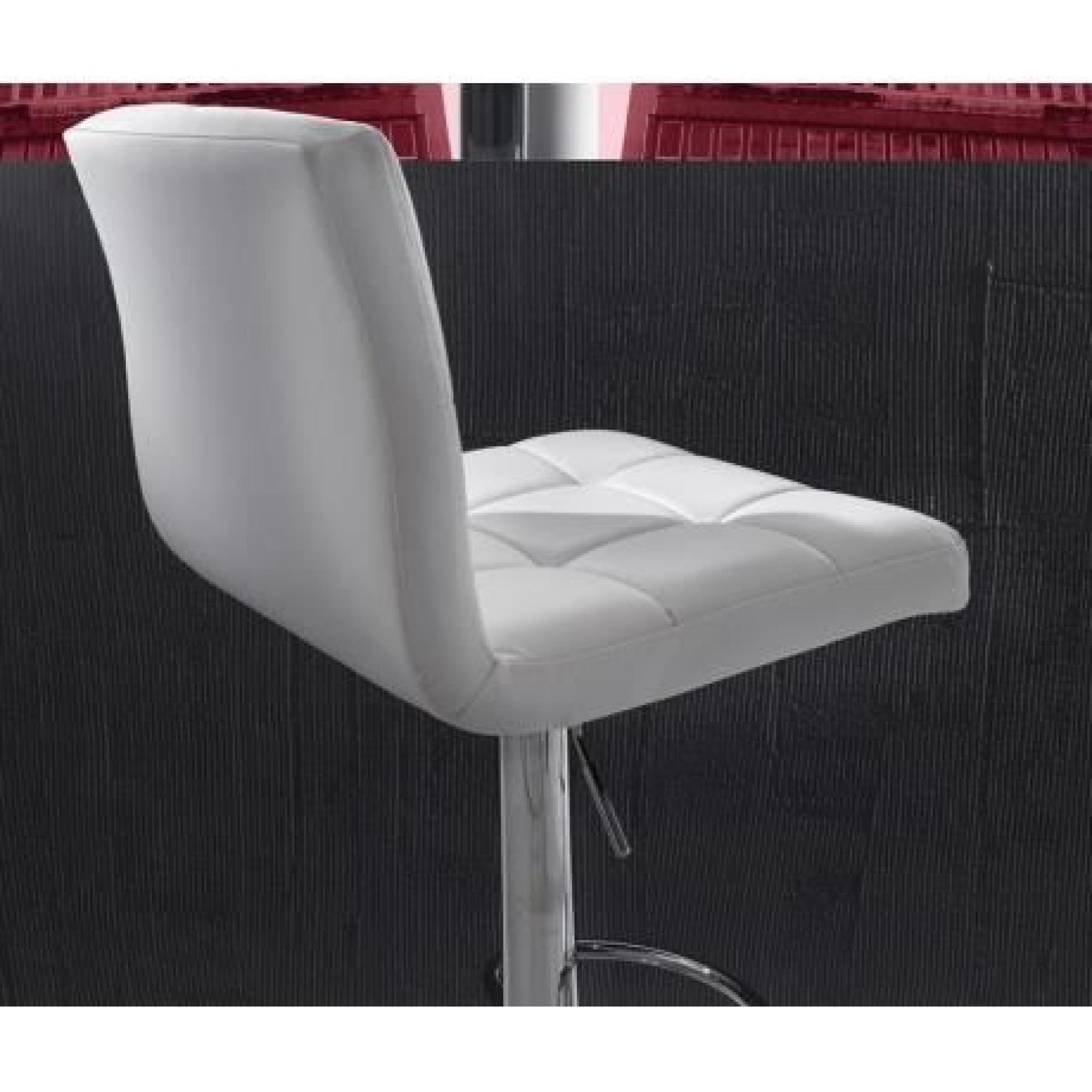 FUSION - Chaise de bar en simili cuir blanc pas cher