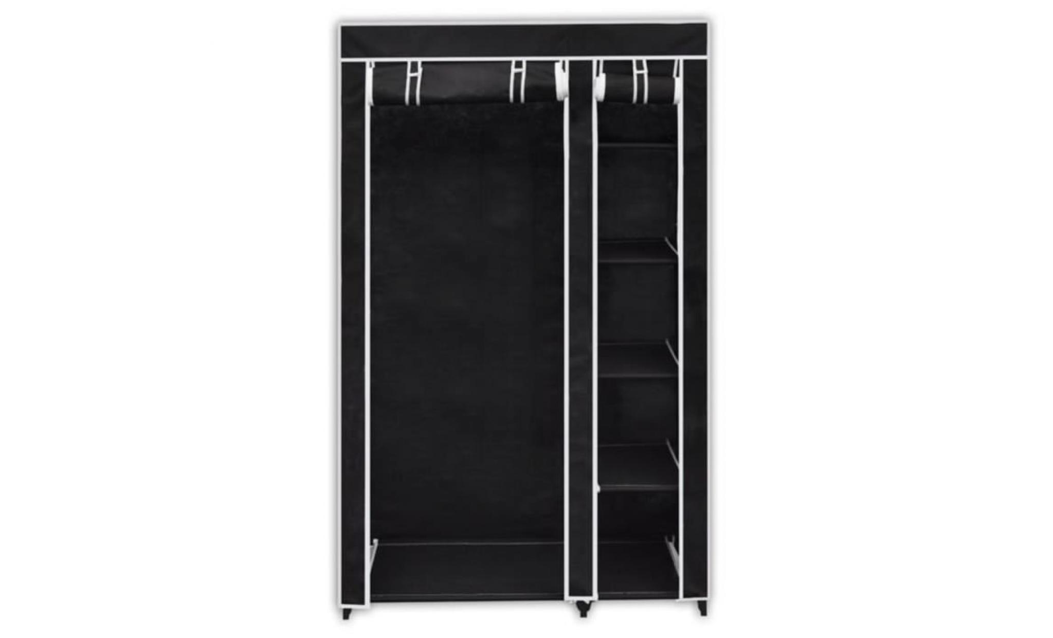 garde robe pliable armoire de chambre armoire penderie noir 110 x 45 x 175 cm pas cher