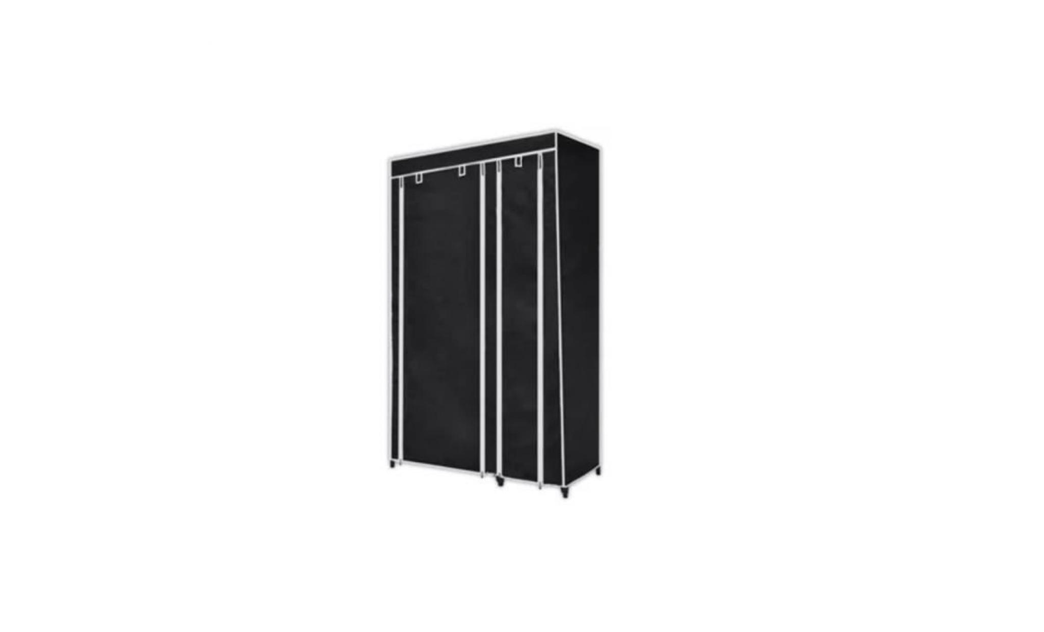 garde robe pliable armoire de chambre armoire penderie noir 110 x 45 x 175 cm pas cher