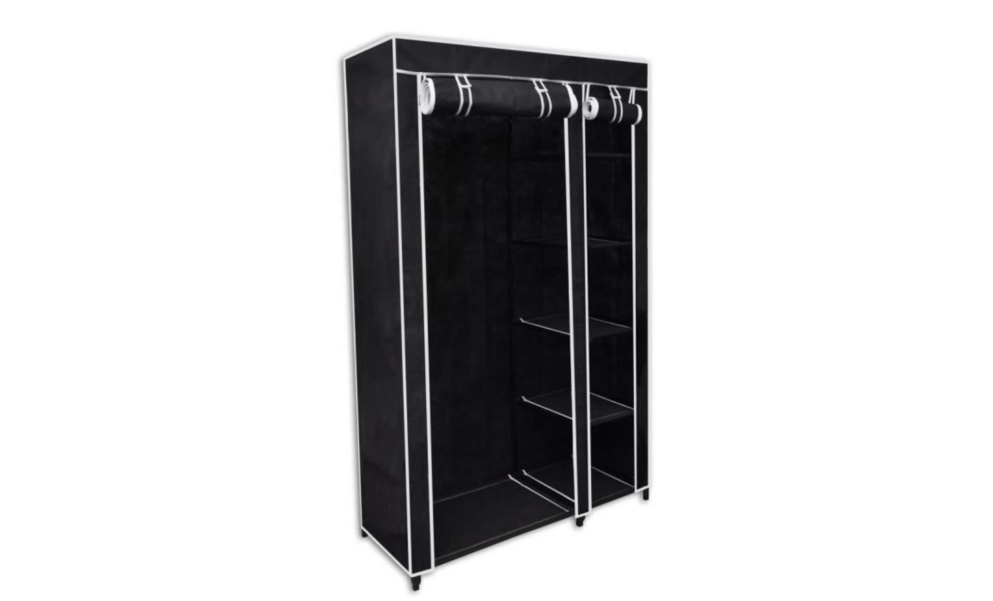 garde robe pliable meuble rangement chambre comtemporain  noir 110 x 45 x 175 cm