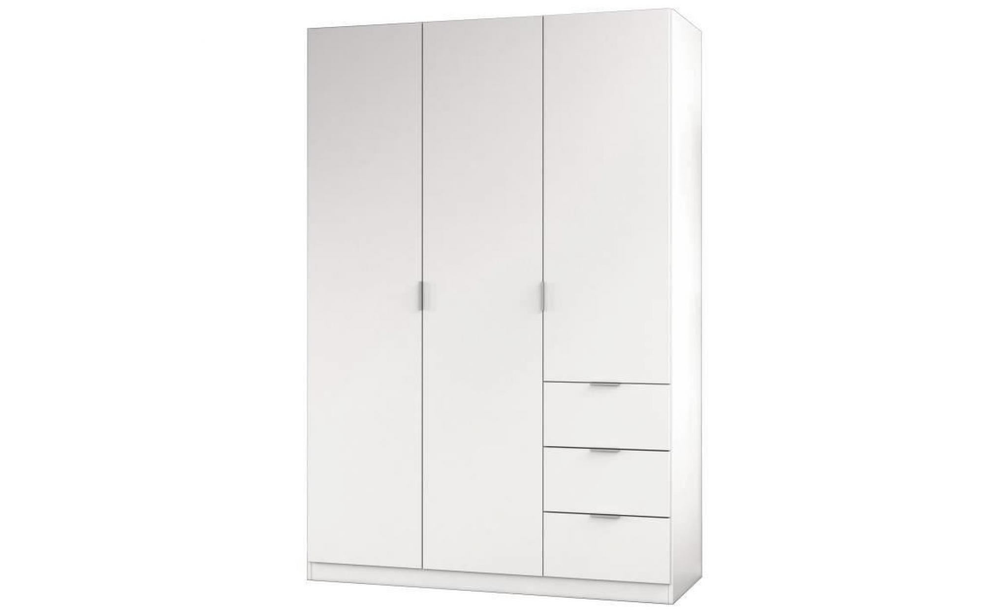 gloria armoire de chambre style contemporain mélaminée blanc   l 135 cm pas cher