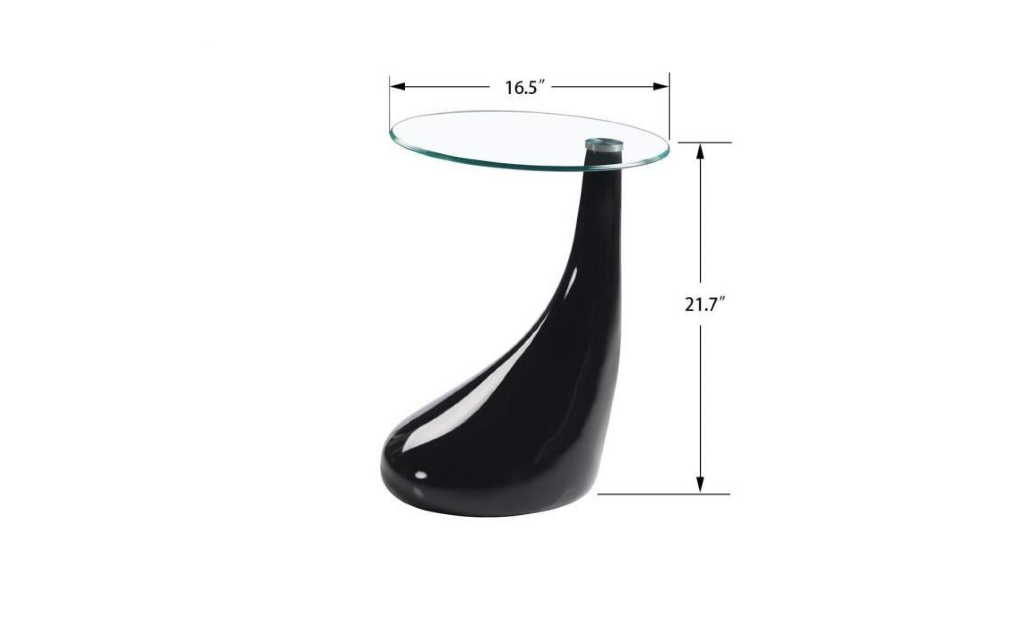 goldfan table basse en verre table d'extrémité ronde noir brillant design moderne pas cher