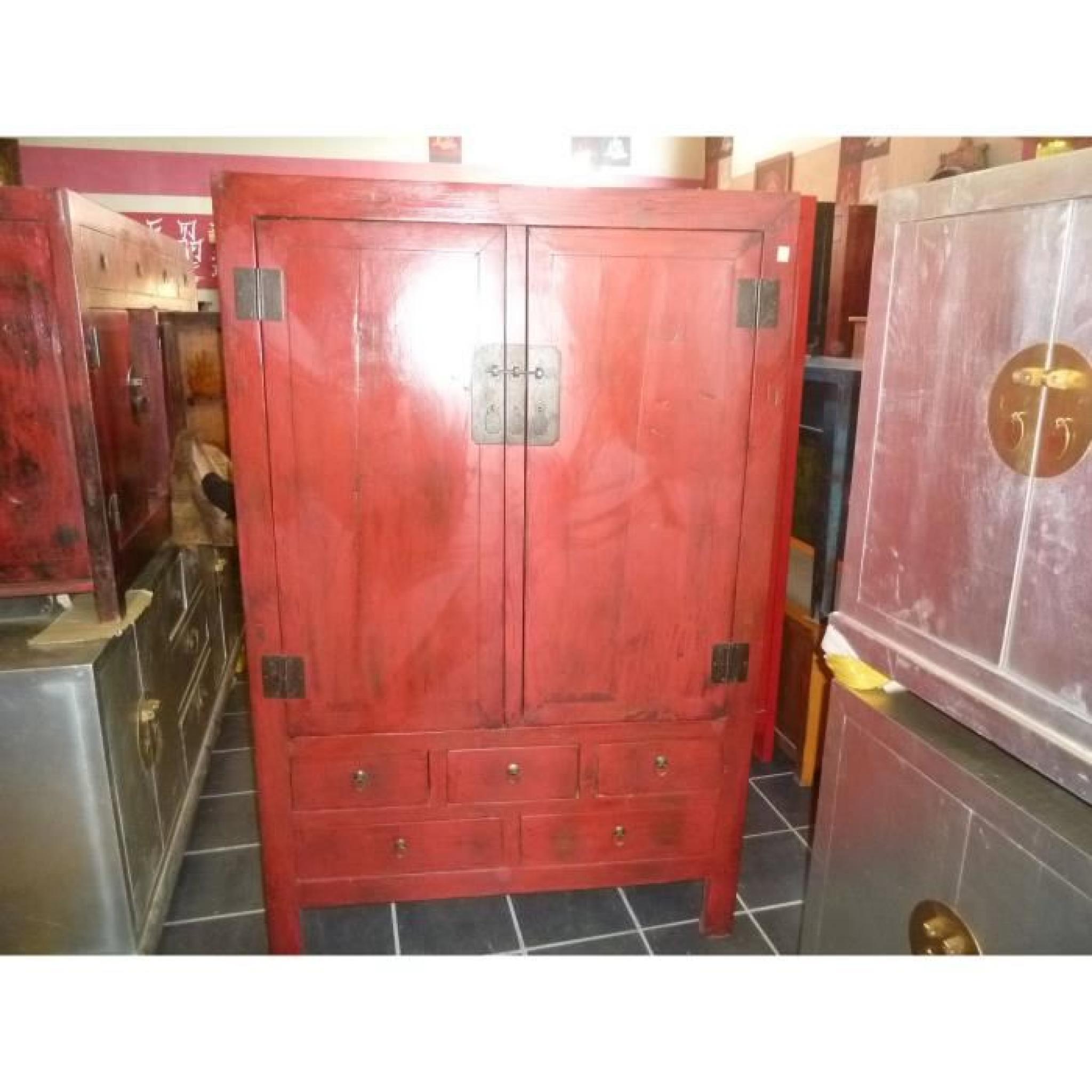 Grande armoire rouge 5 tiroirs