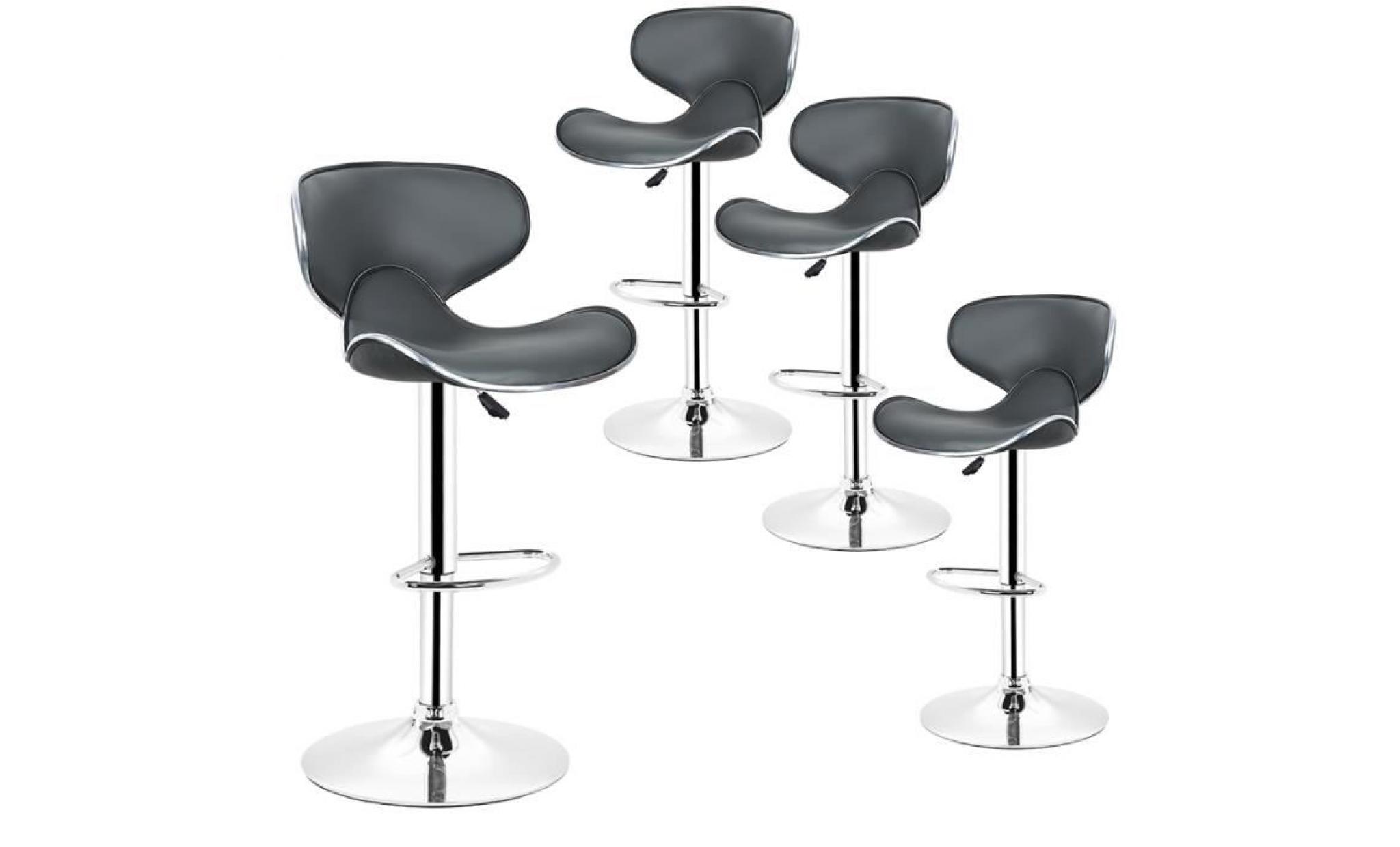 gris tabouret de bar, chaise de bar, lot de 4 tabourets de bar design, pivotant et réglable en hauteur 84 cm   105 cm