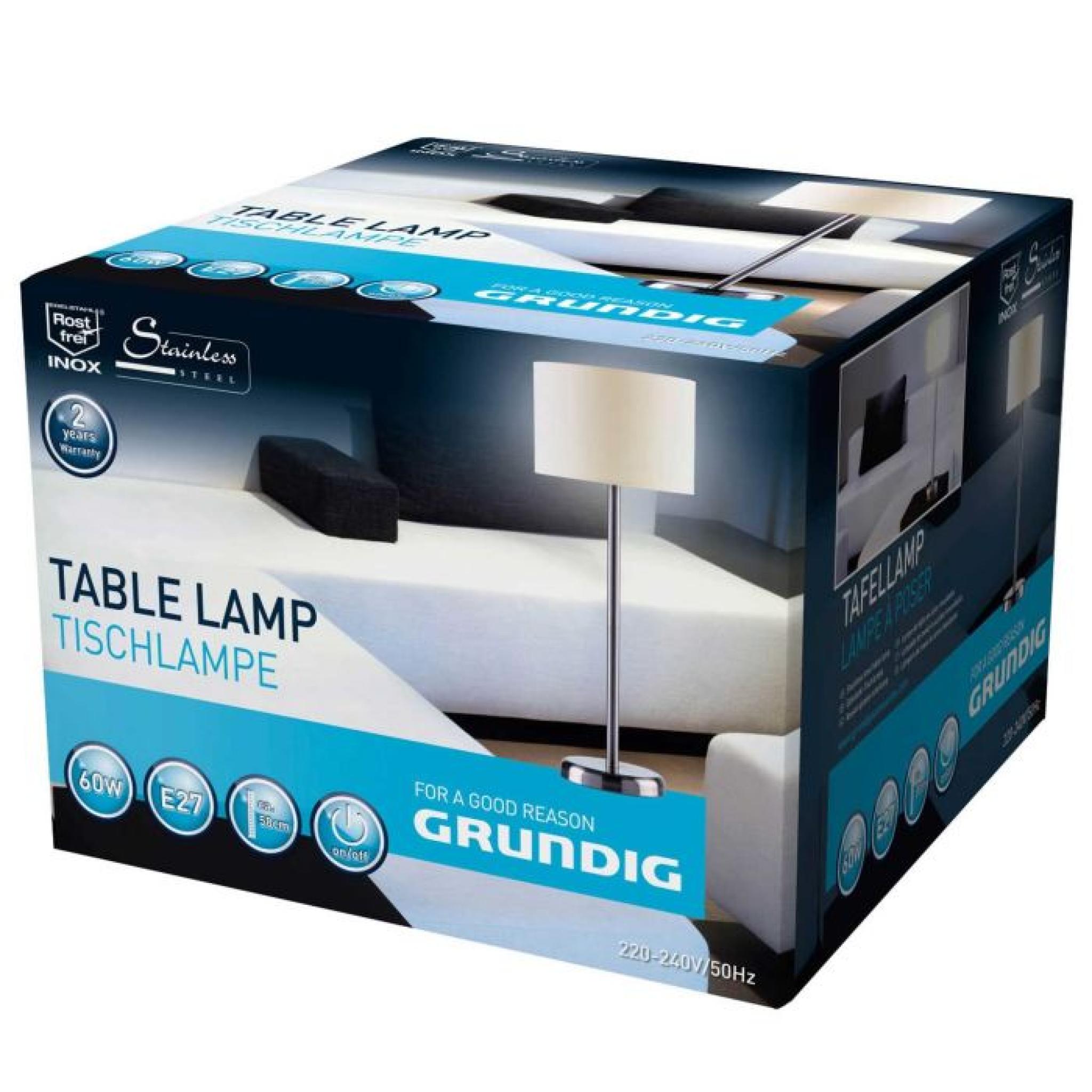 GRUNDIG LAMPE DE TABLE EN INOX ROND pas cher