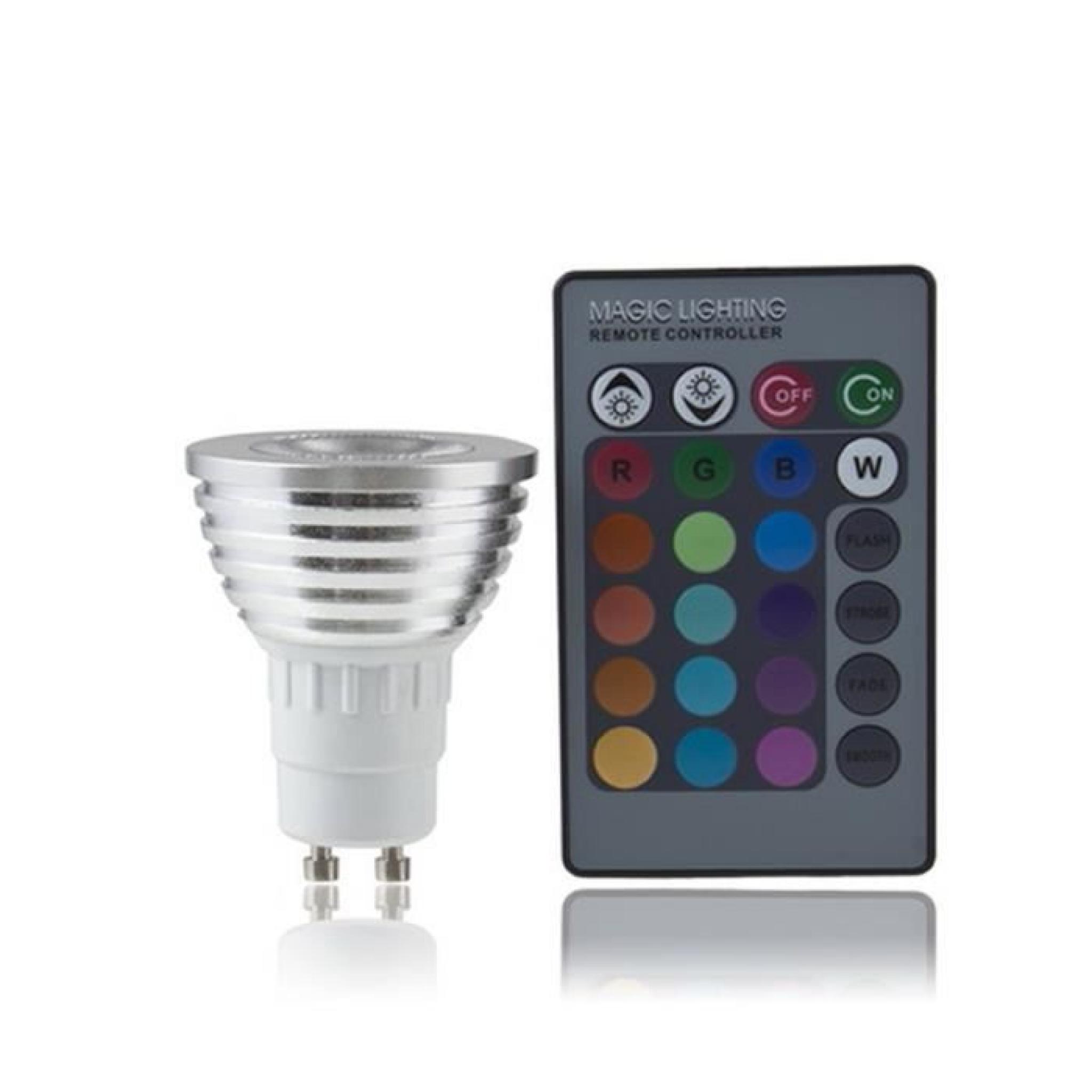 GU10 4W RGB LED Light Bulb changement de couleur de la lampe avec télécommande 100-240V