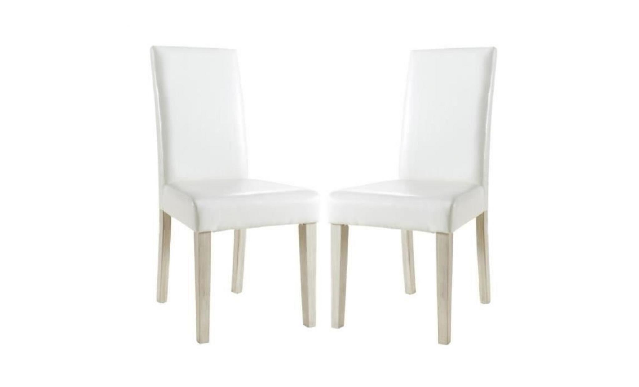 GUERAVA Lot de 2 chaises de salle à manger 45x55x94 cm - Simili - Blanc
