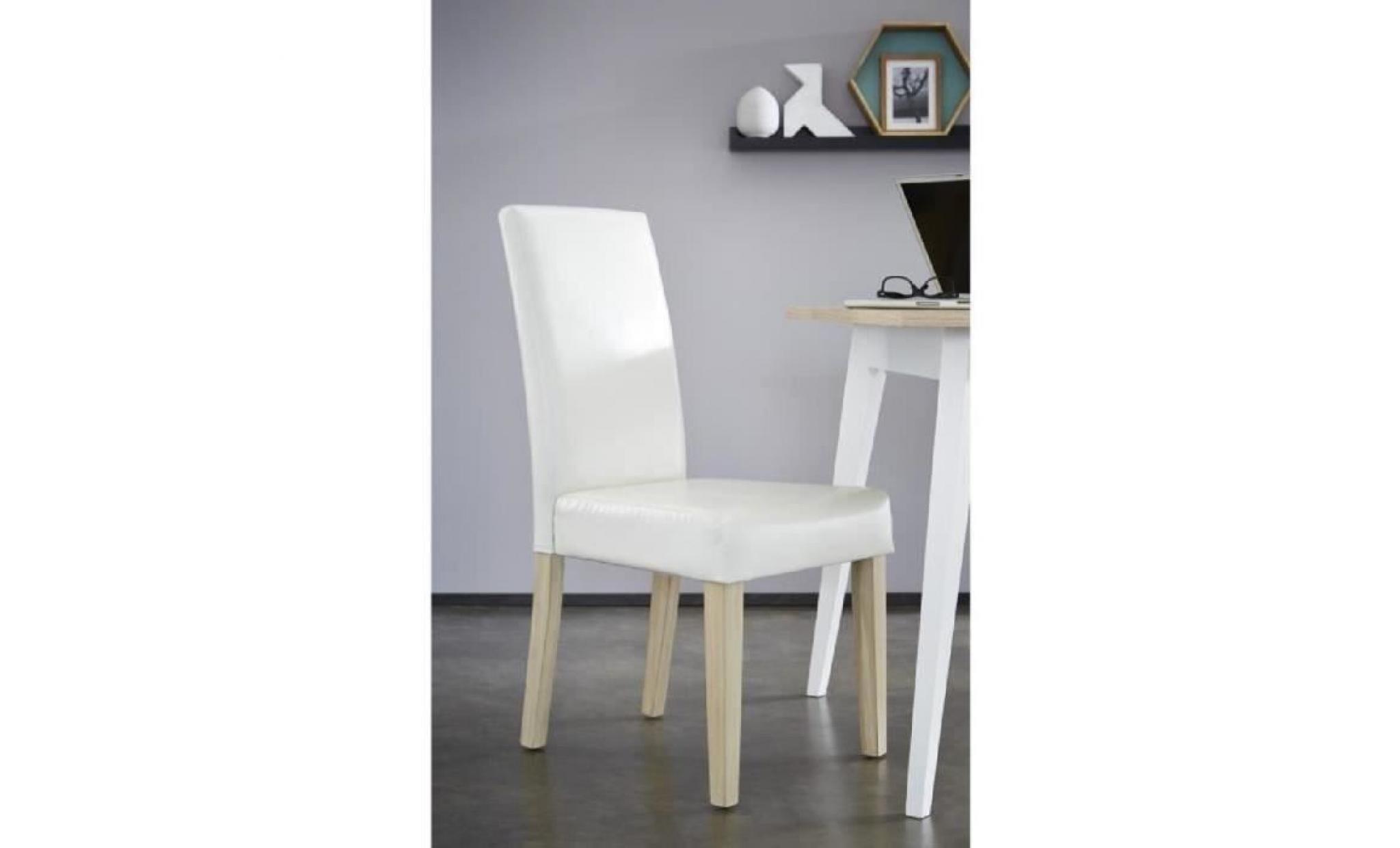 GUERAVA Lot de 2 chaises de salle à manger 45x55x94 cm - Simili - Blanc pas cher