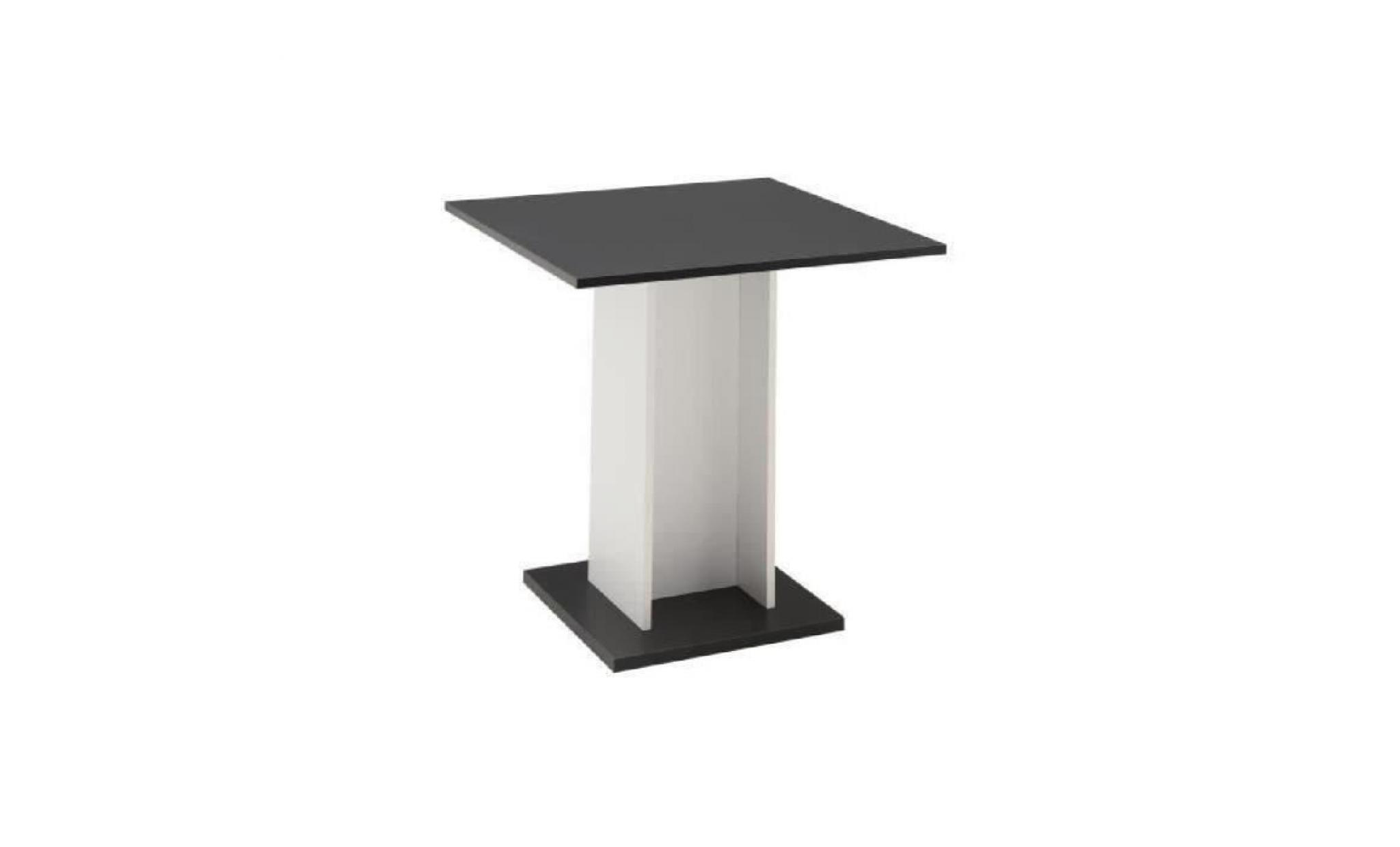 gustave table à manger carrée de 2 à 4 personnes style contemporain noir et blanc   l 80 x l 80 cm
