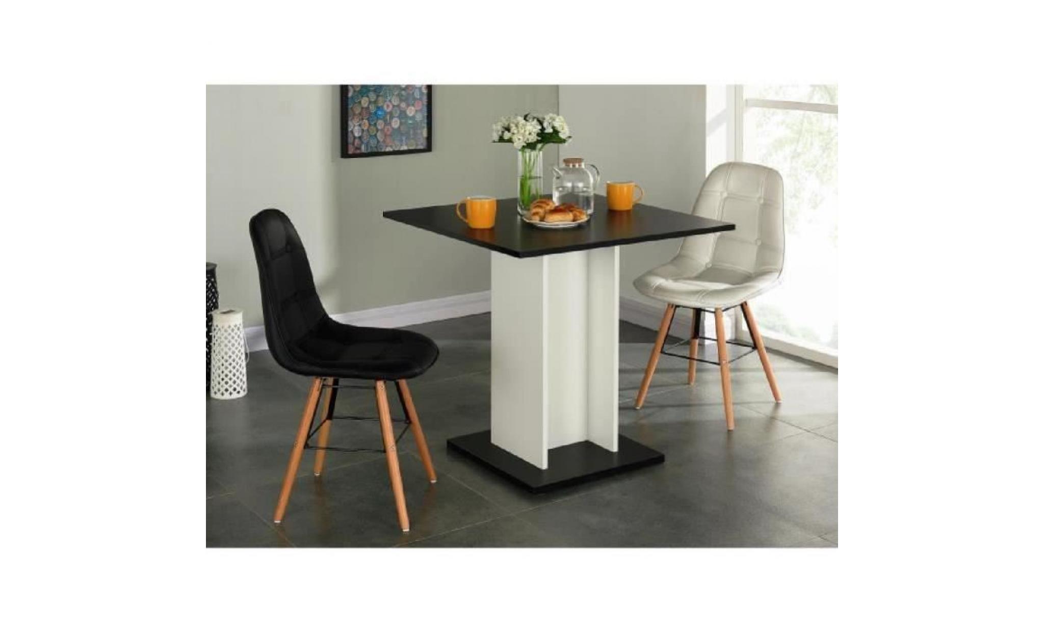 gustave table à manger carrée de 2 à 4 personnes style contemporain noir et blanc   l 80 x l 80 cm pas cher