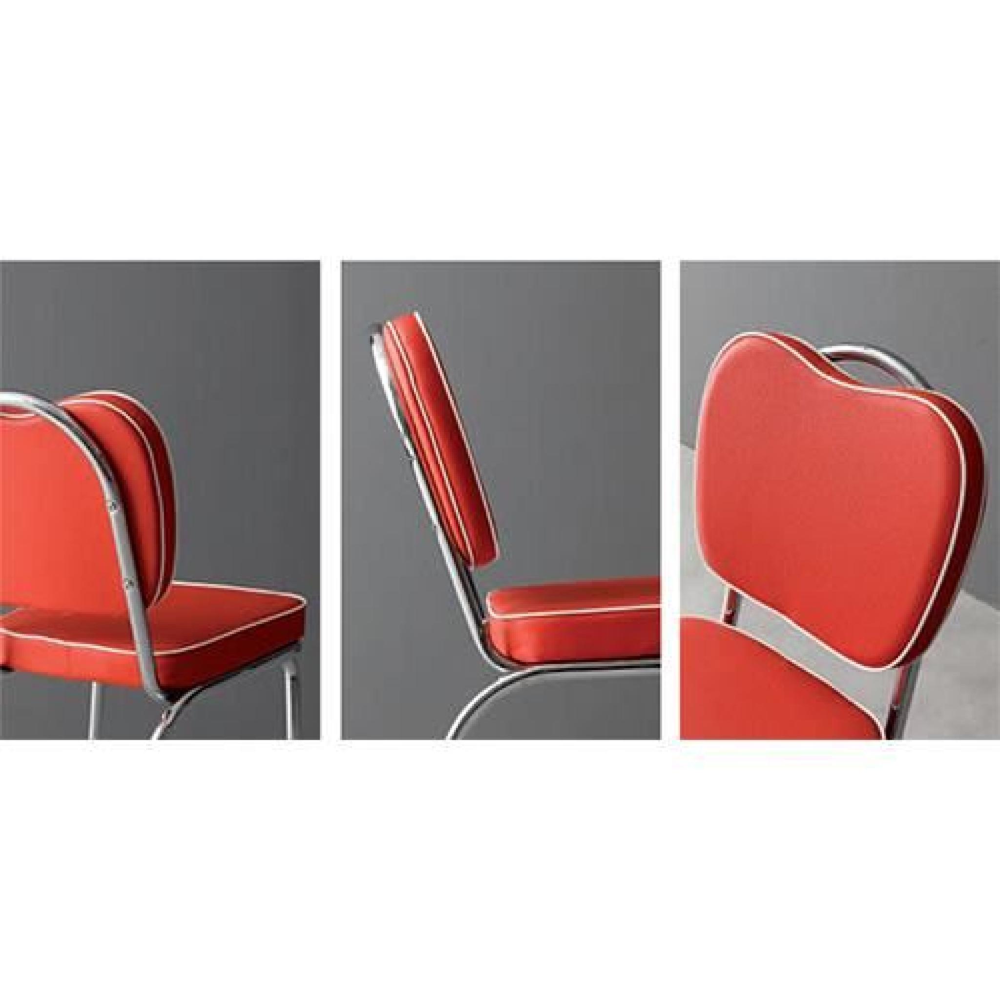HAPPY - Chaise en simili cuir rouge pas cher