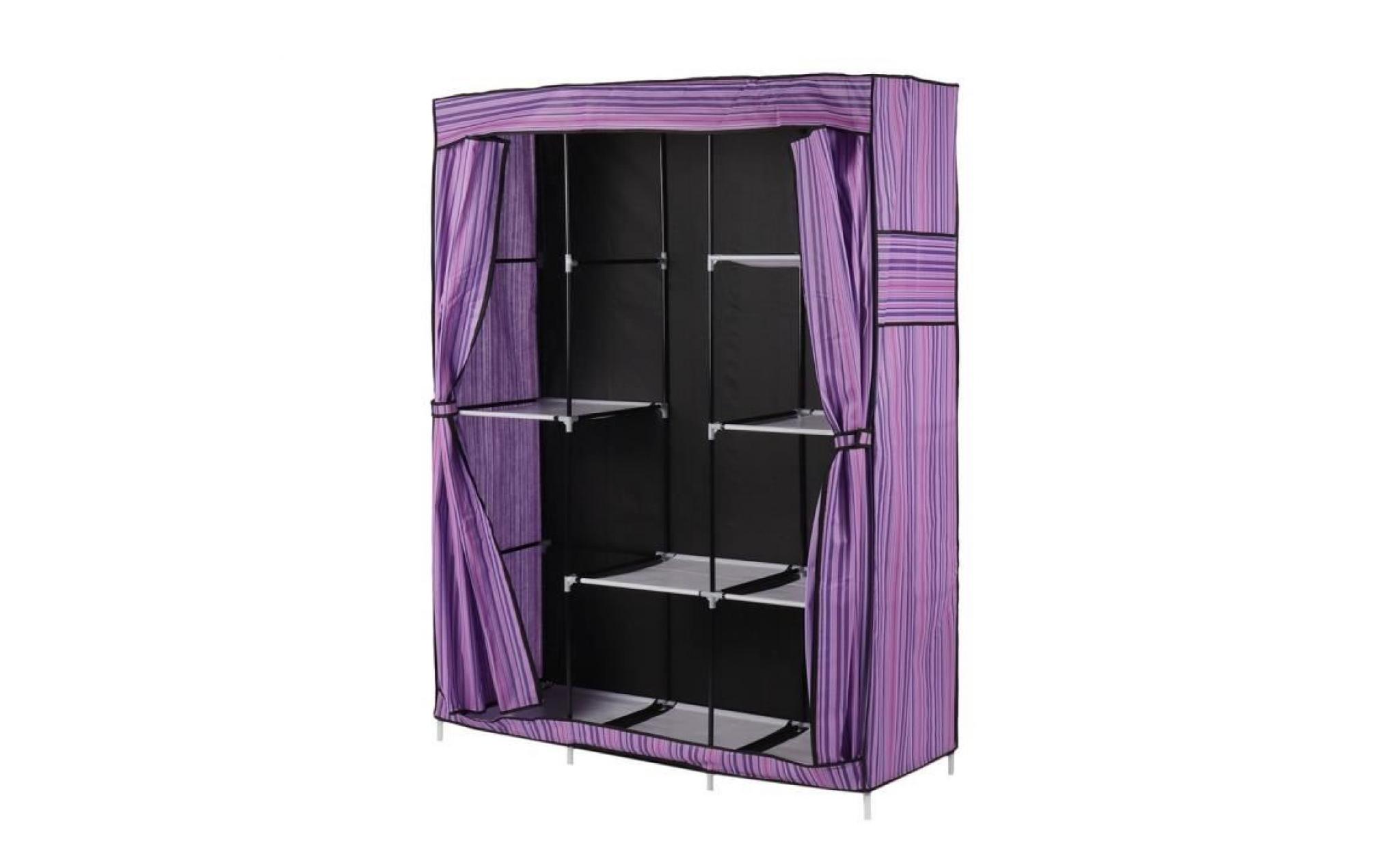 hauteur 170cm pliable armoire de vetement garde robe   violet   meuble rangement de maison