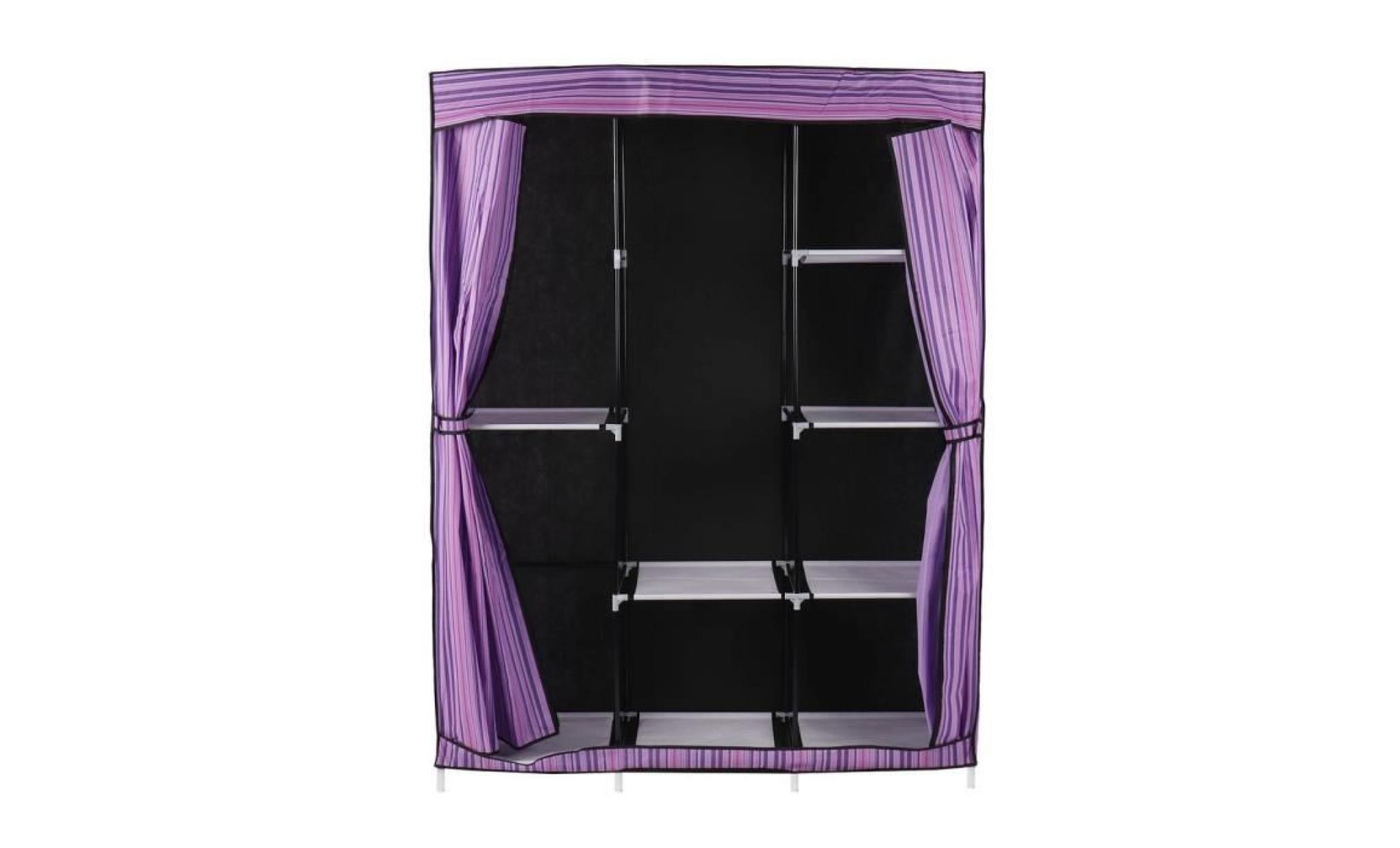 hauteur 170cm pliable armoire de vetement garde robe   violet   meuble rangement de maison pas cher