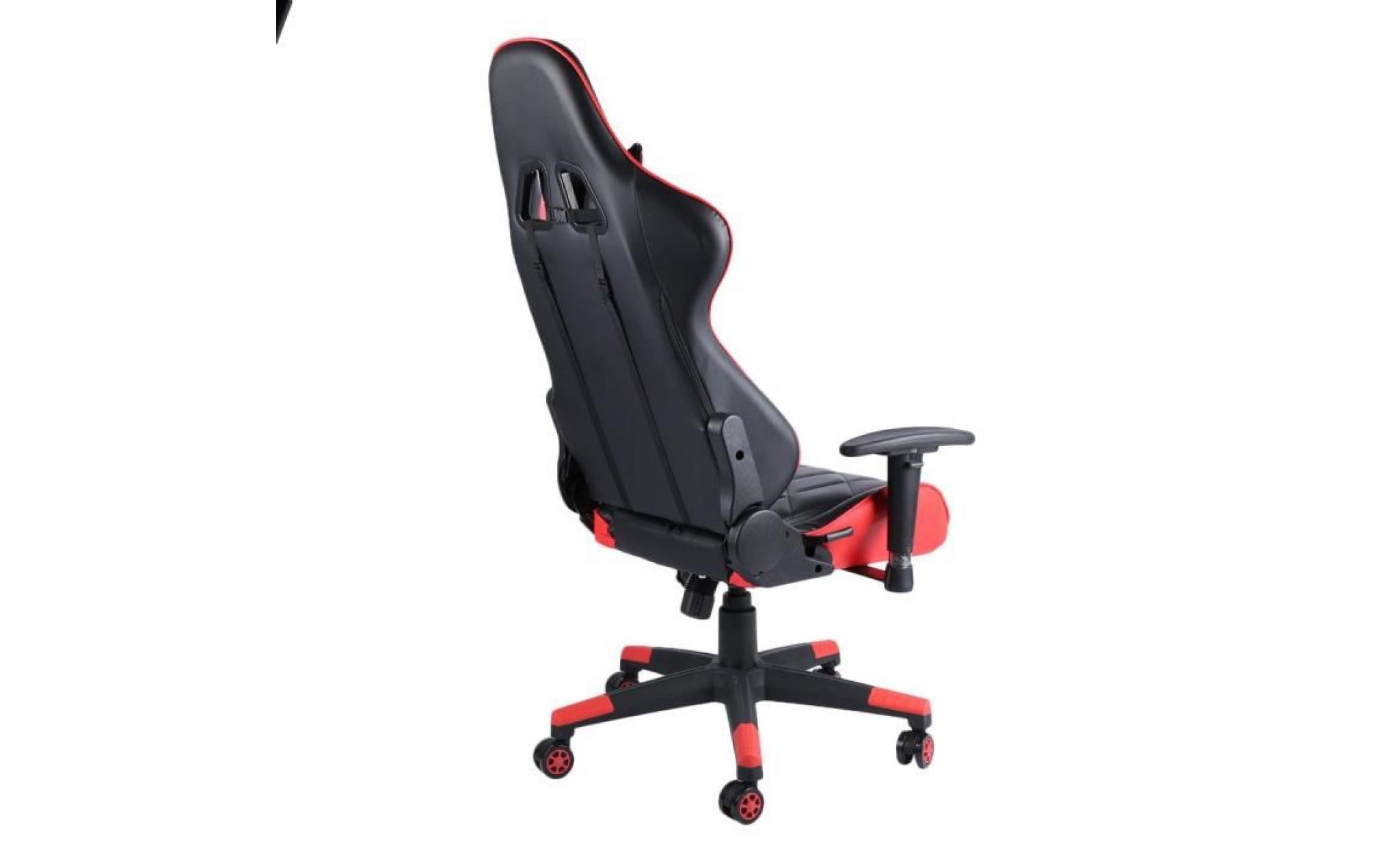 hauteur réglable fauteuil gamer chaise de jeu fauteuil de bureau pivot à 180°avec appui tête rouge pas cher