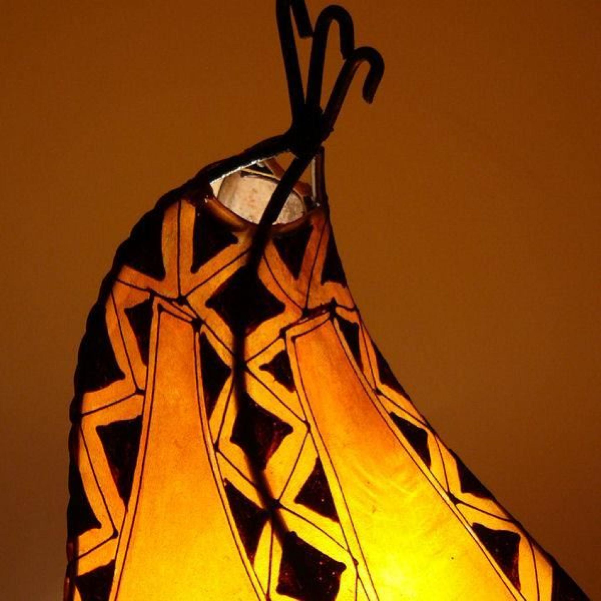 Henna Lampe étage cuir de 40 cm pas cher