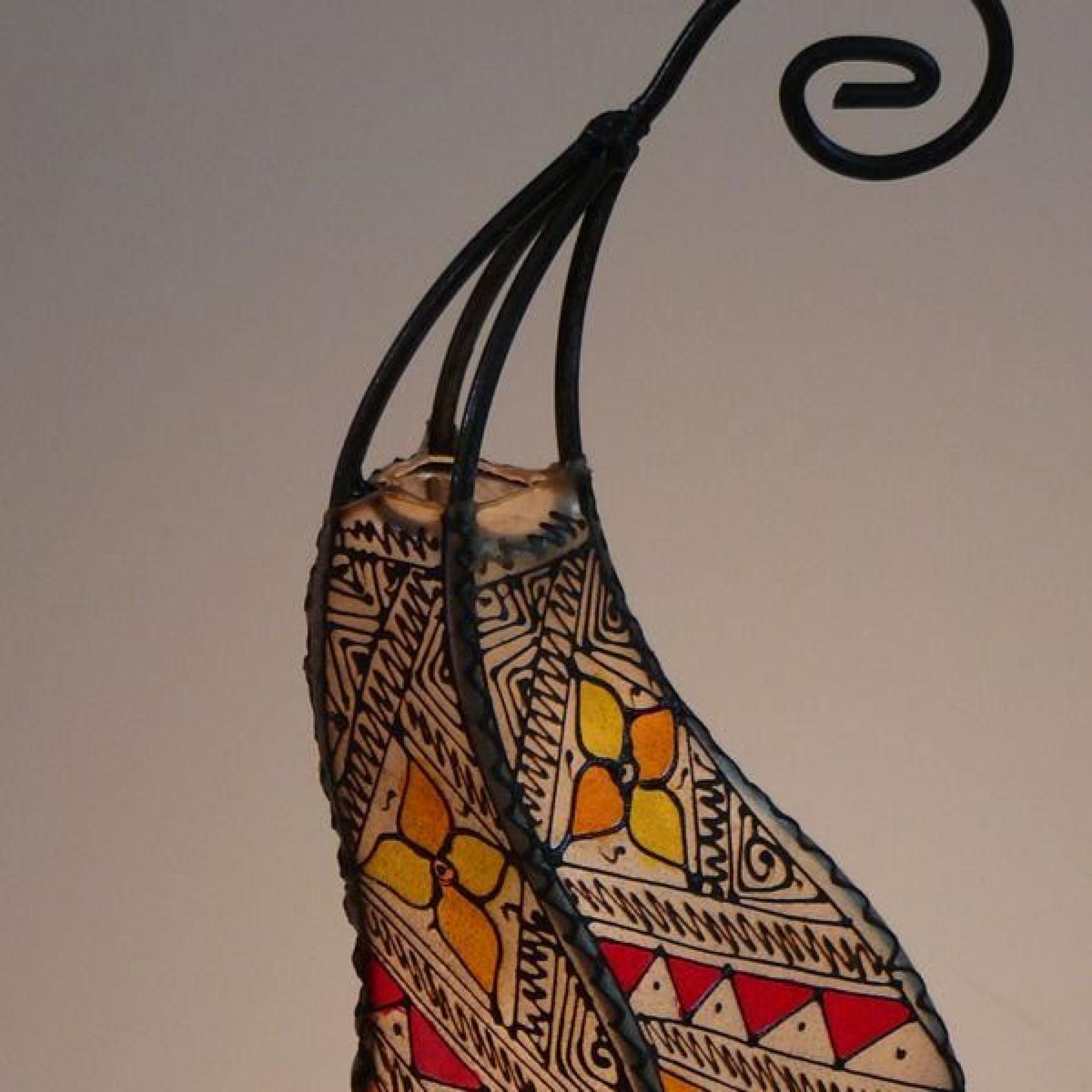 Henna Lampe étage cuir de 70 cm pas cher