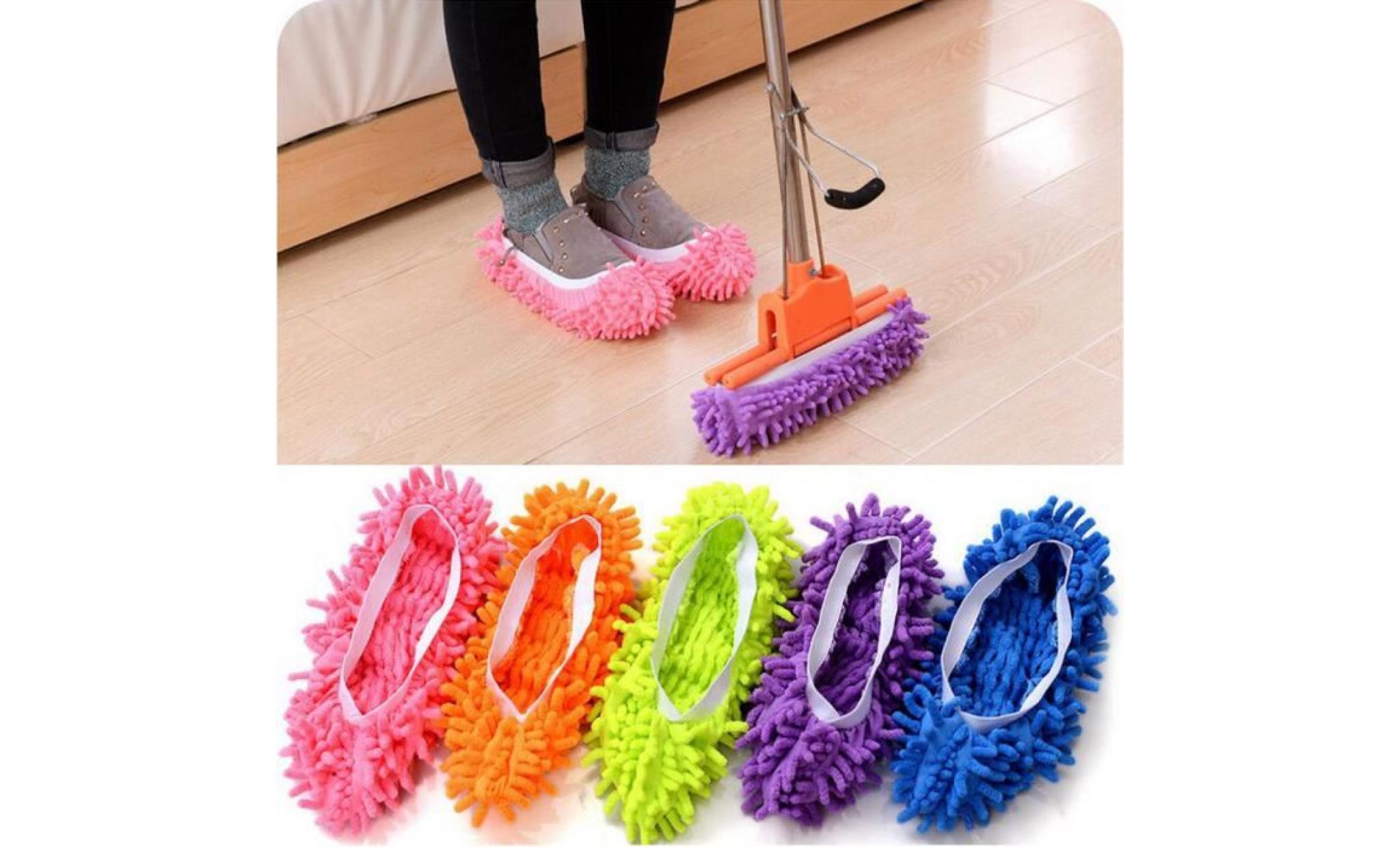 hhy70426001 1 paire mop slipper plancher de polissage cover cleaner paresseux chaussures nettoyage à pied épousseter pas cher