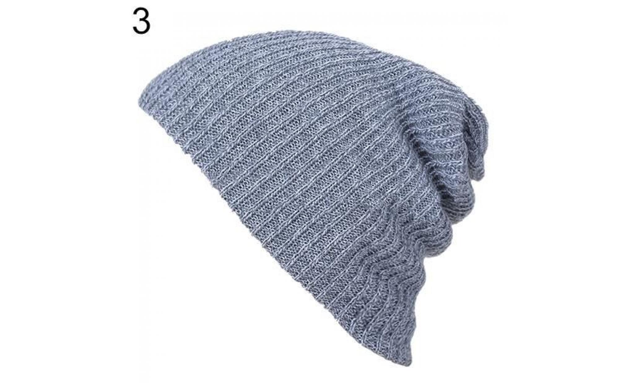 hiver femmes hommes bonnet bonnet surdimensionné slipy baggy unisexe tricot casquette de ski skull gris