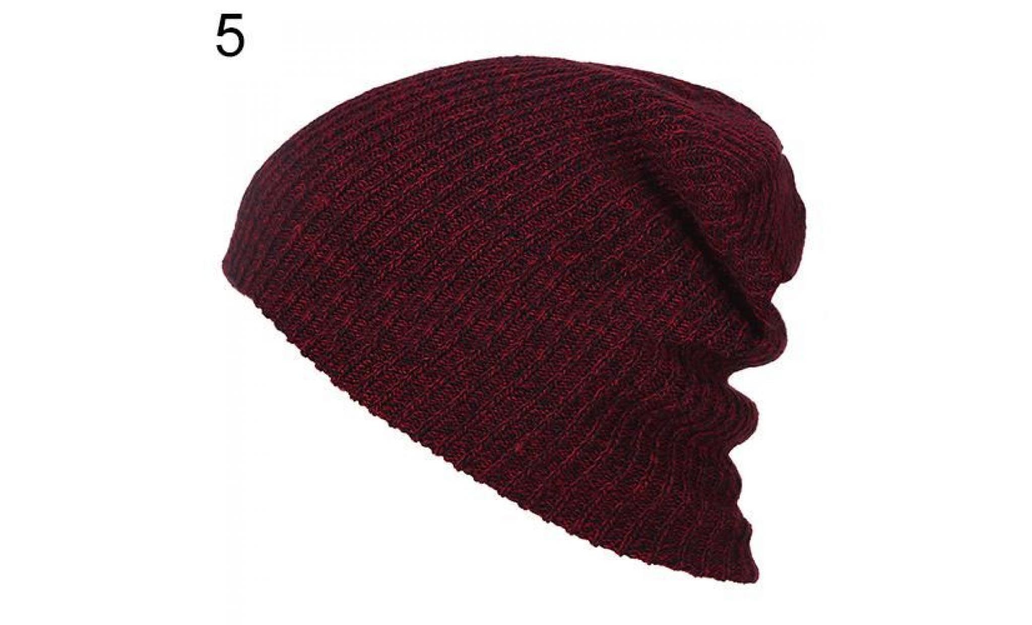 hiver femmes hommes bonnet chapeau oversize slouchy baggy unisexe tricot casquette de ski crâne claret