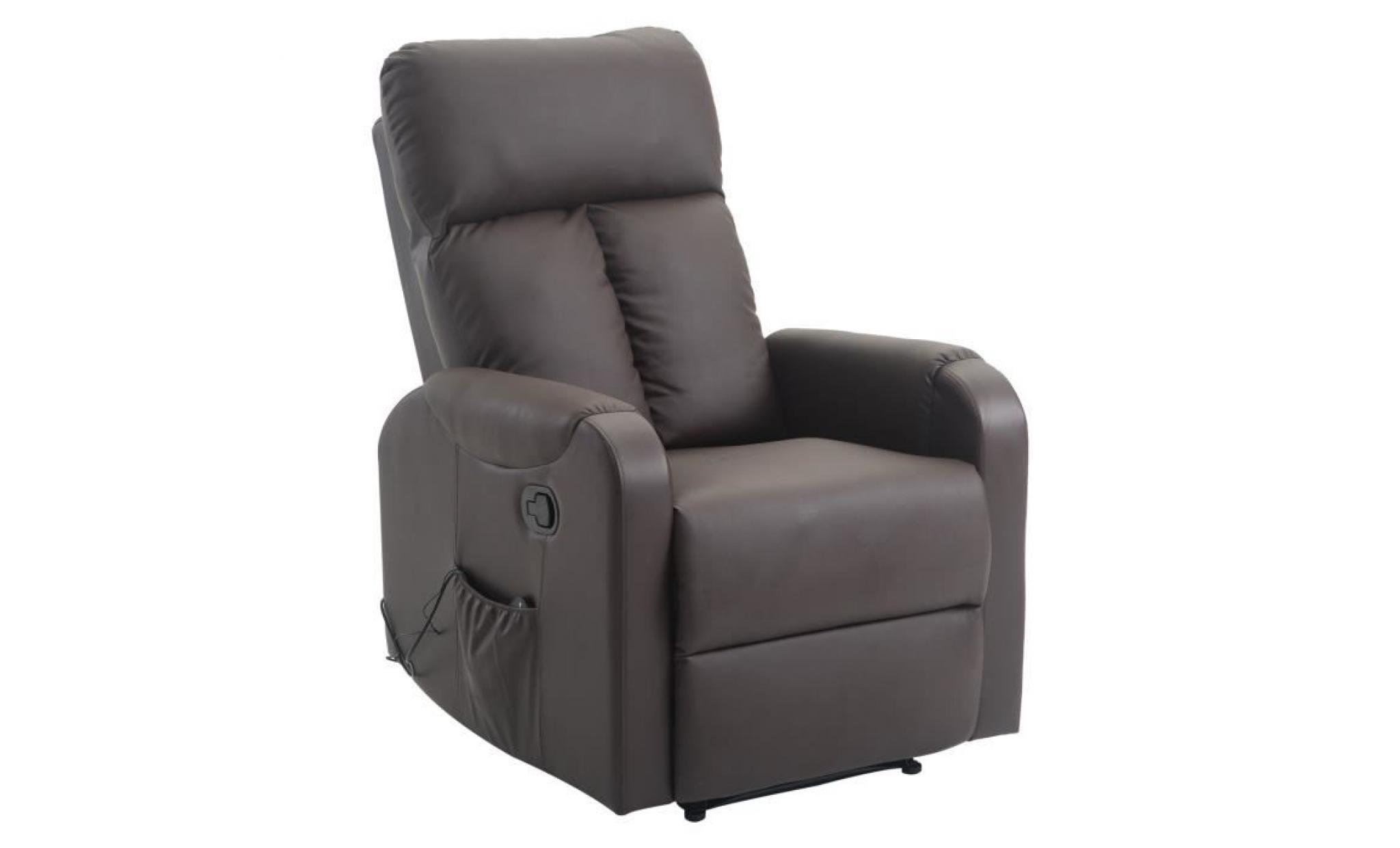 fauteuil de massage relaxation électrique chauffant inclinable inclinable 180° avec repose pied ajustable coloris marron neuf 64