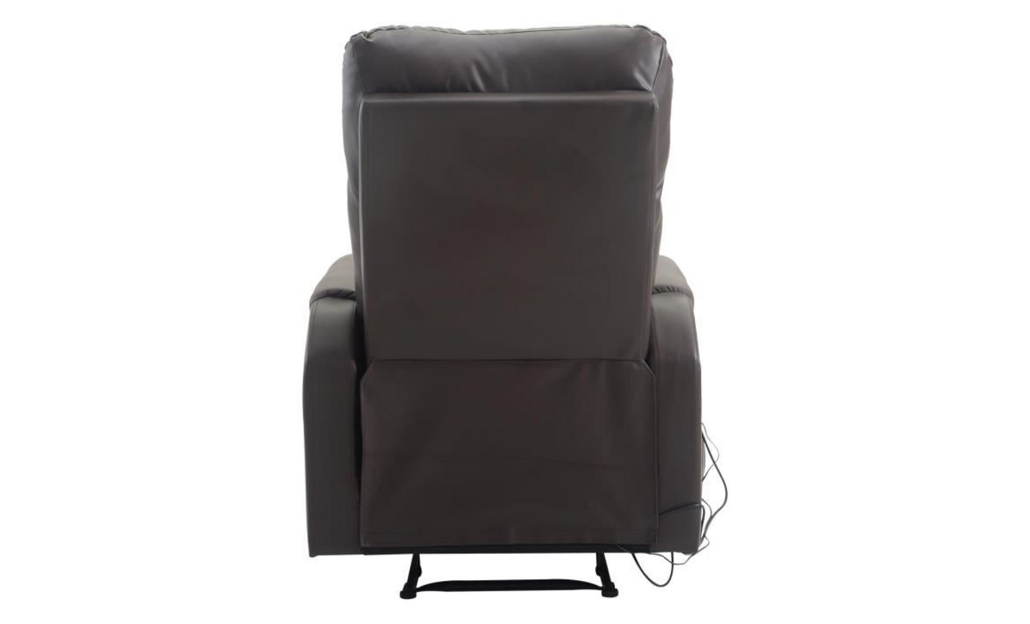 fauteuil de massage relaxation électrique chauffant inclinable inclinable 180° avec repose pied ajustable coloris marron neuf 64 pas cher