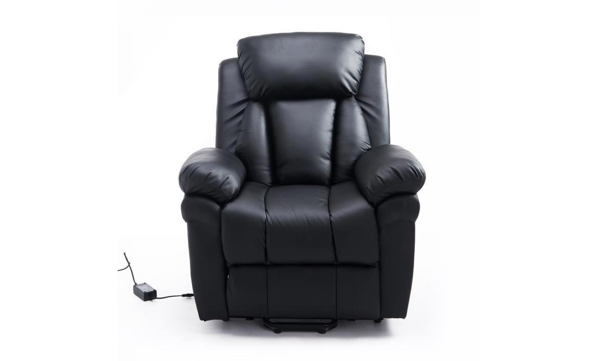 fauteuil de relaxation électrique fauteuil releveur inclinable avec repose pied ajustable simili cuir noir neuf 13bk pas cher