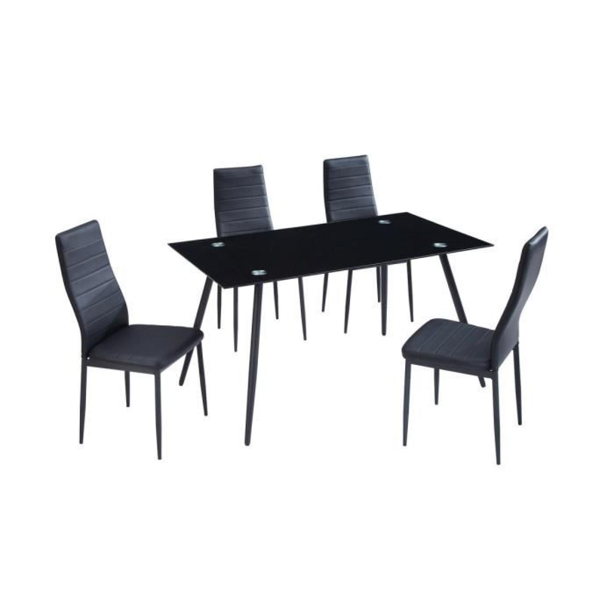 HOME Ensemble table à manger + 4 chaises en simili noir 140x80cm pas cher
