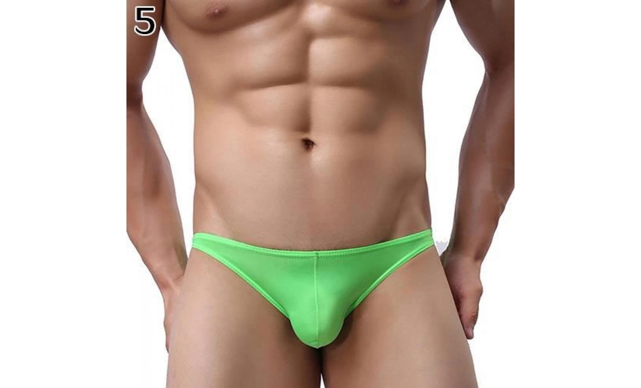 hommes sexy ultrathin faible glace slip de soie sous vêtements bulge pouch sous vêtements vert xxl