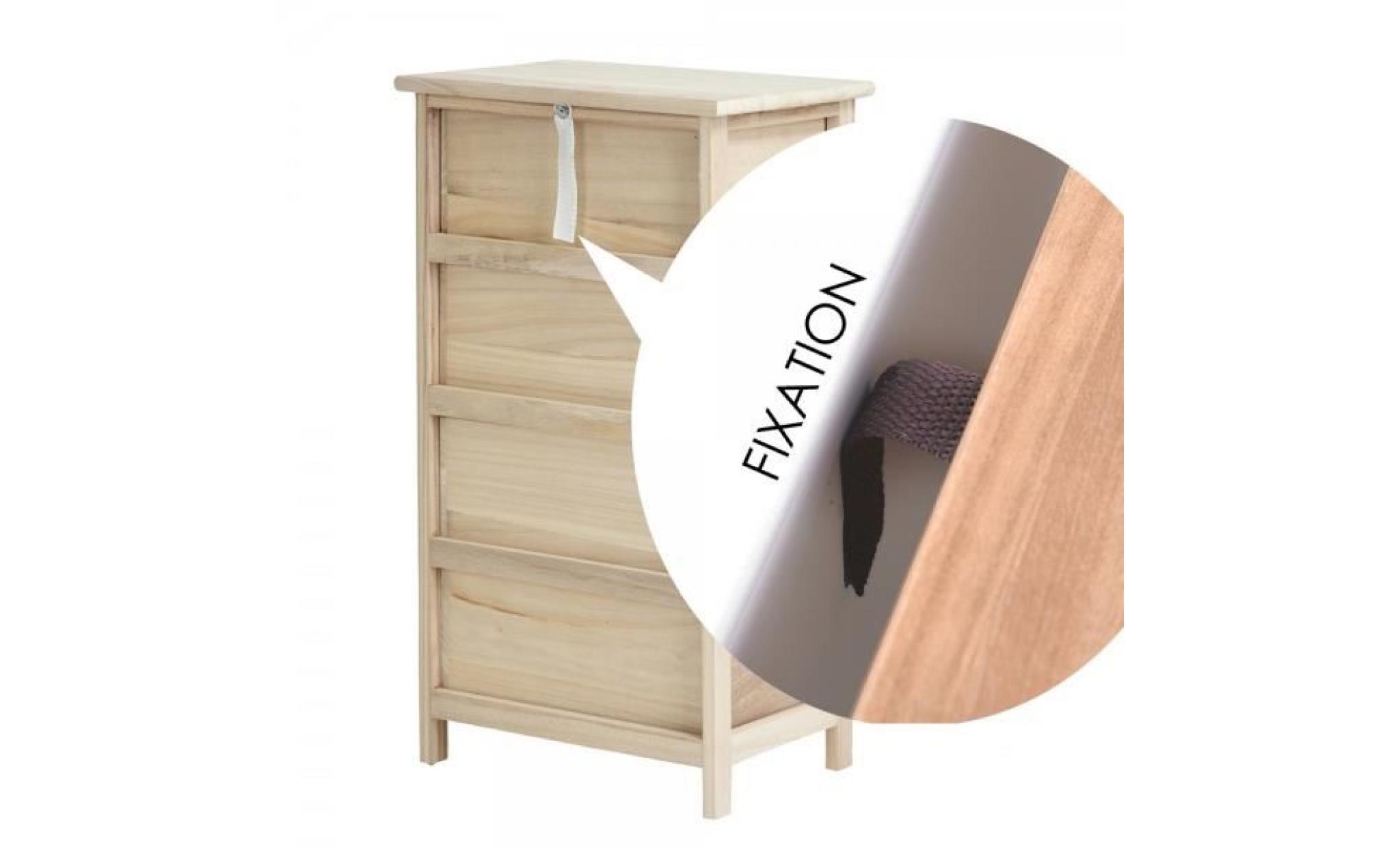 homy casa cabinet chiffonnier semainier commode de chambre 4 tiroirs 73cm en bois  naturel pas cher