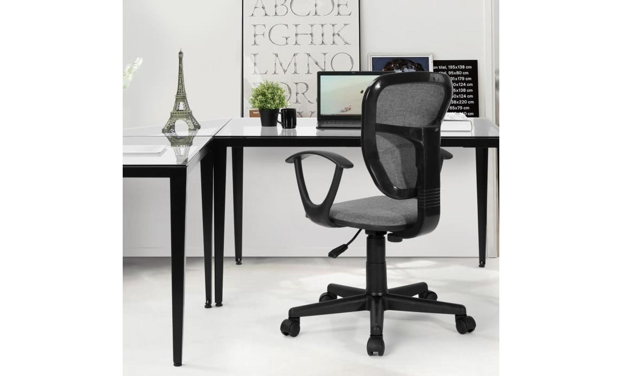 homy casa chaise de bureau avec accoudoir fauteuil de bureau hauteur réglable rotation 360 degrés, gris pas cher