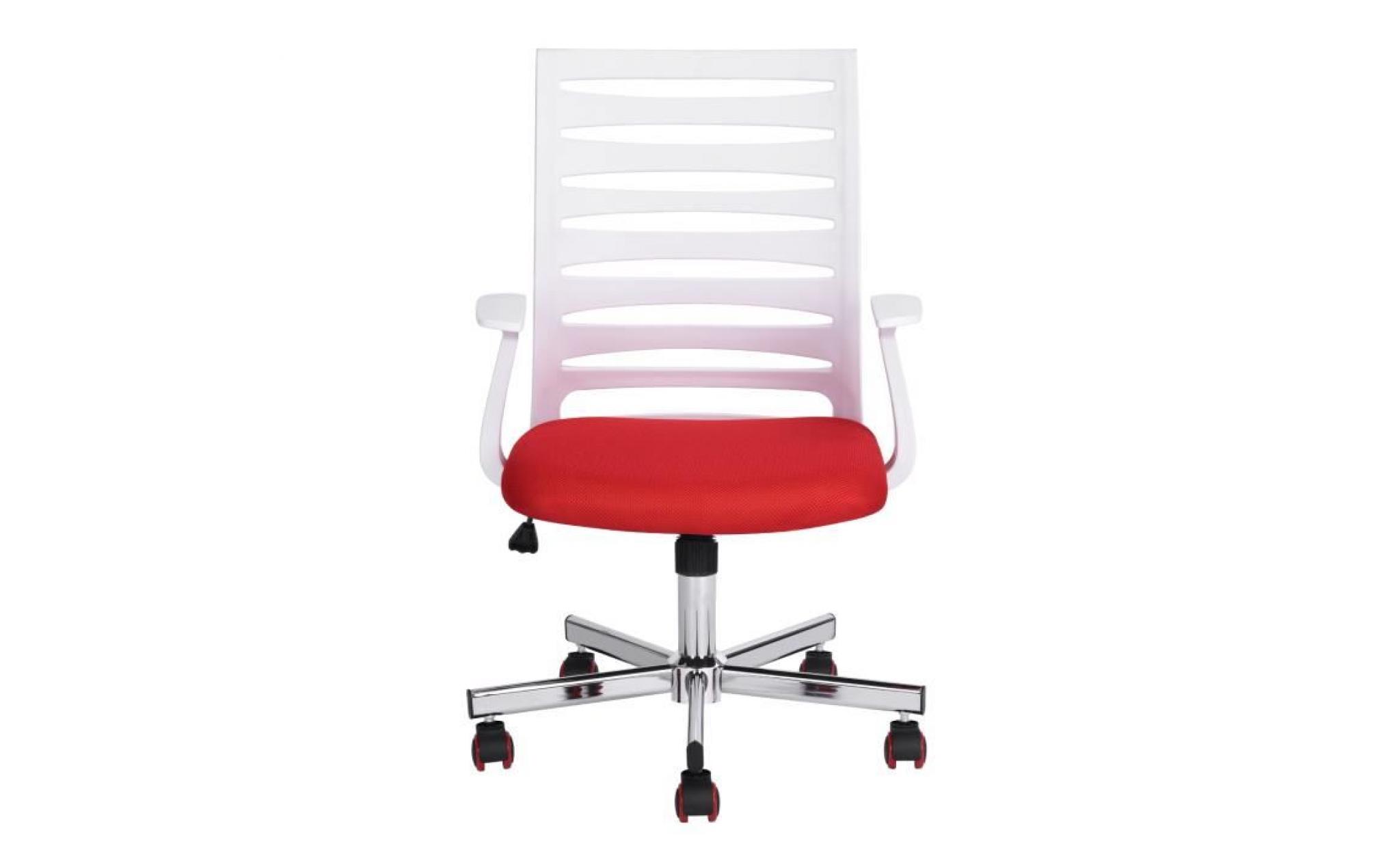 homy casa chaise de bureau avec dossier design bande fauteuil de bureau hauteur réglable rotation 360 degrés, rouge
