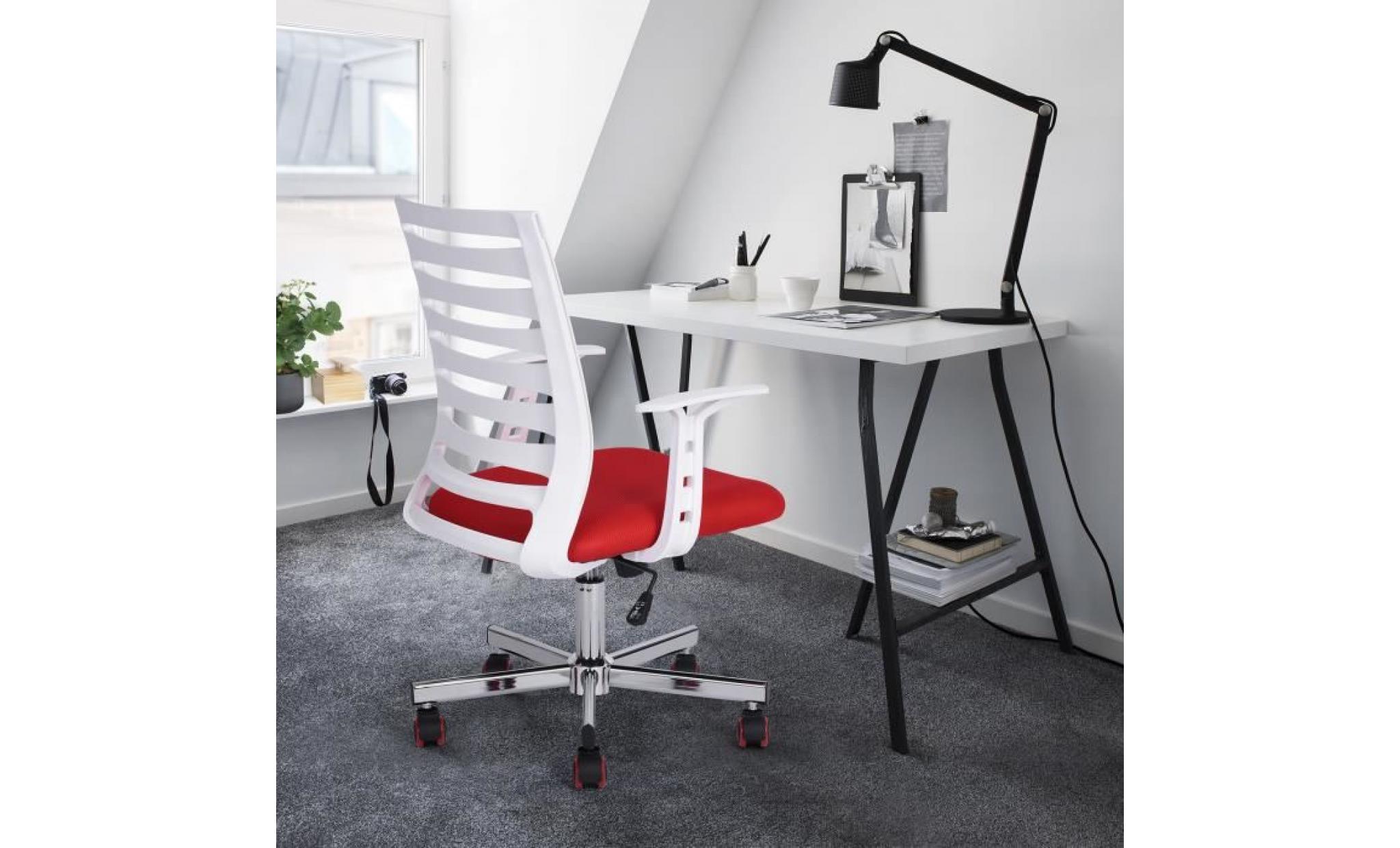 homy casa chaise de bureau avec dossier design bande fauteuil de bureau hauteur réglable rotation 360 degrés, rouge pas cher