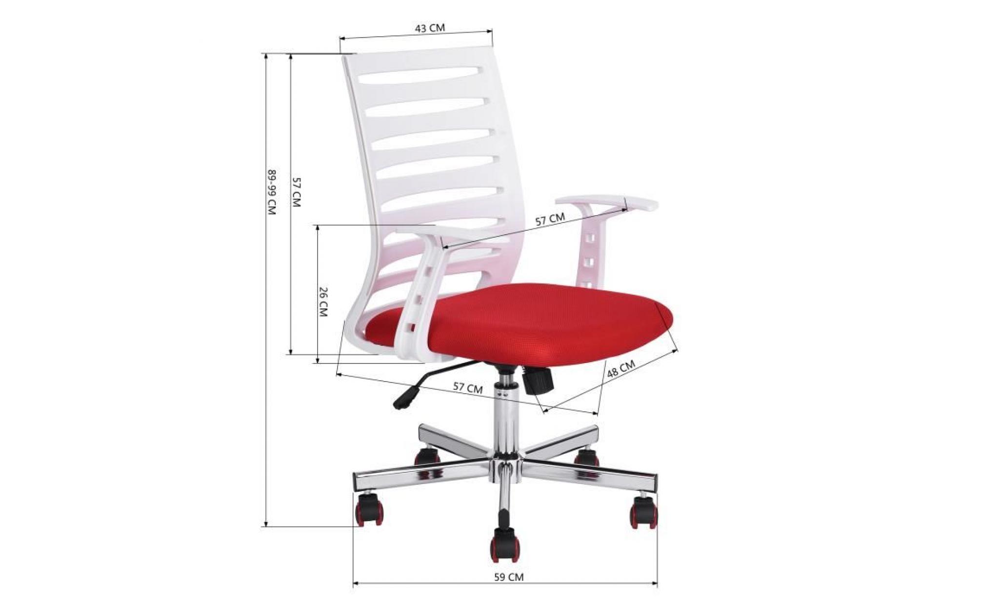 homy casa chaise de bureau avec dossier design bande fauteuil de bureau hauteur réglable rotation 360 degrés, rouge pas cher
