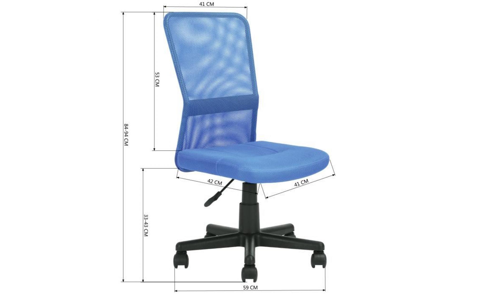 homy casa chaise de bureau bleu en maille réglable roulettes pivotantes, fauteuil de dossier haute pas cher