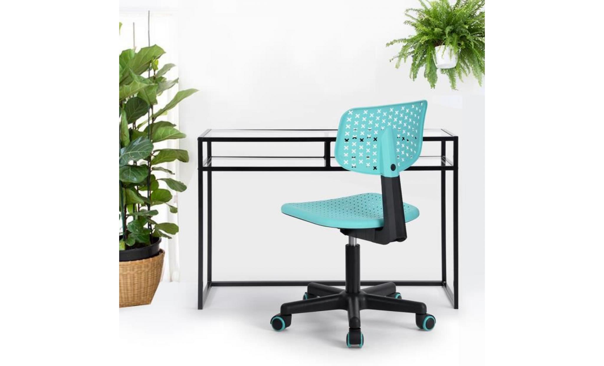 homy casa chaise de bureau fauteuil de bureau pivotante 360 degrés hauteur réglable siège en plastique respirant,turquoise pas cher