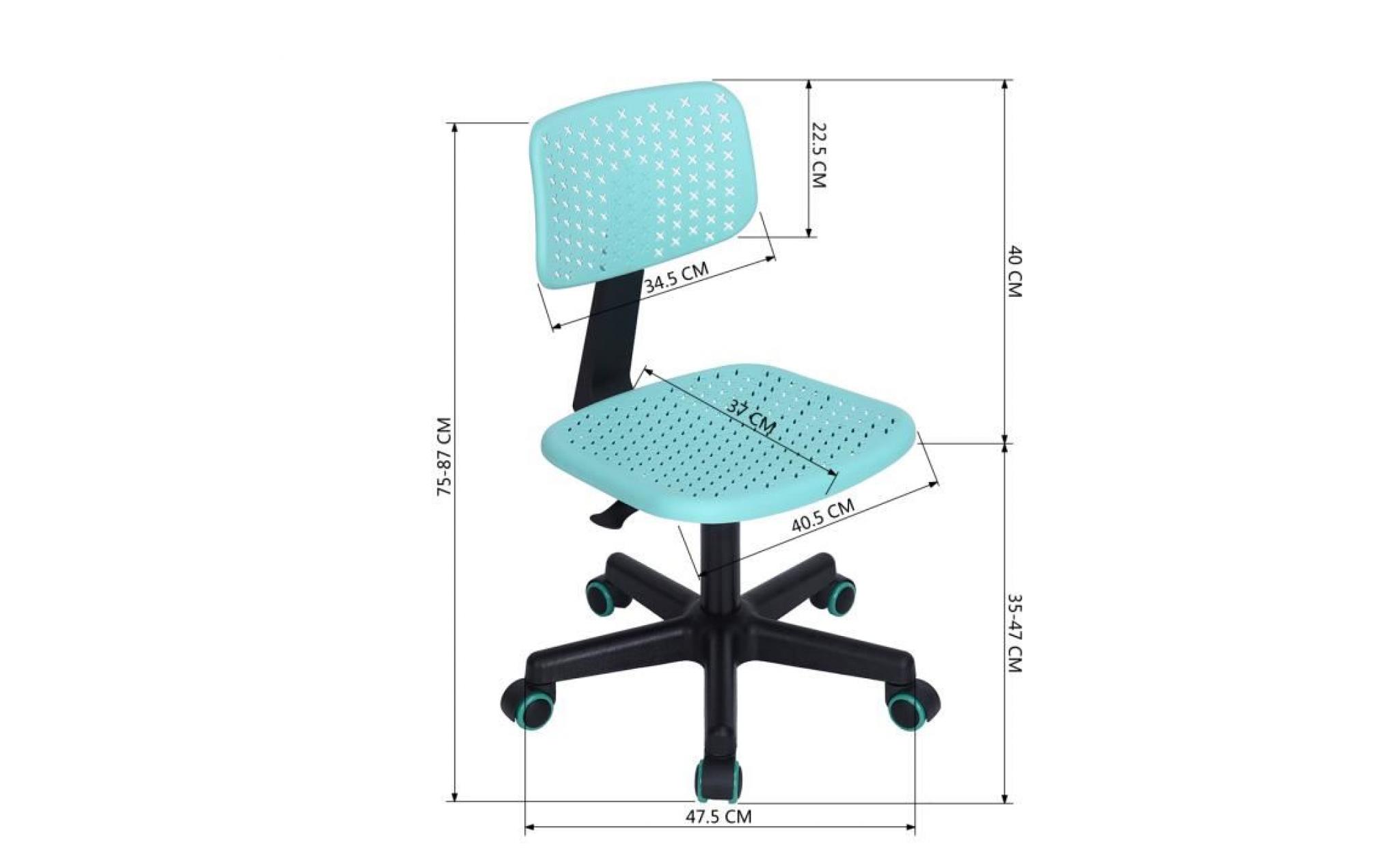 homy casa chaise de bureau fauteuil de bureau pivotante 360 degrés hauteur réglable siège en plastique respirant,turquoise pas cher