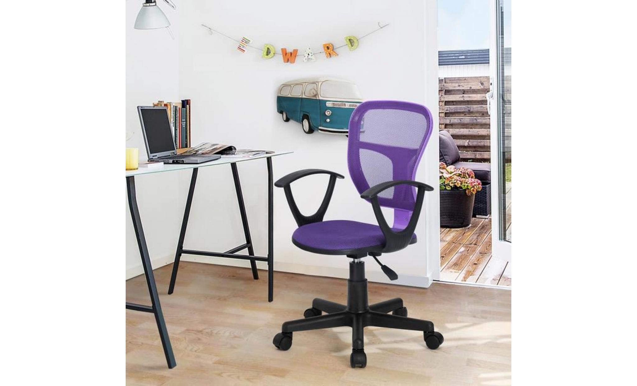 homy casa chaise de bureau et fauteuil de bureau  réglable roullant maille plastique violet