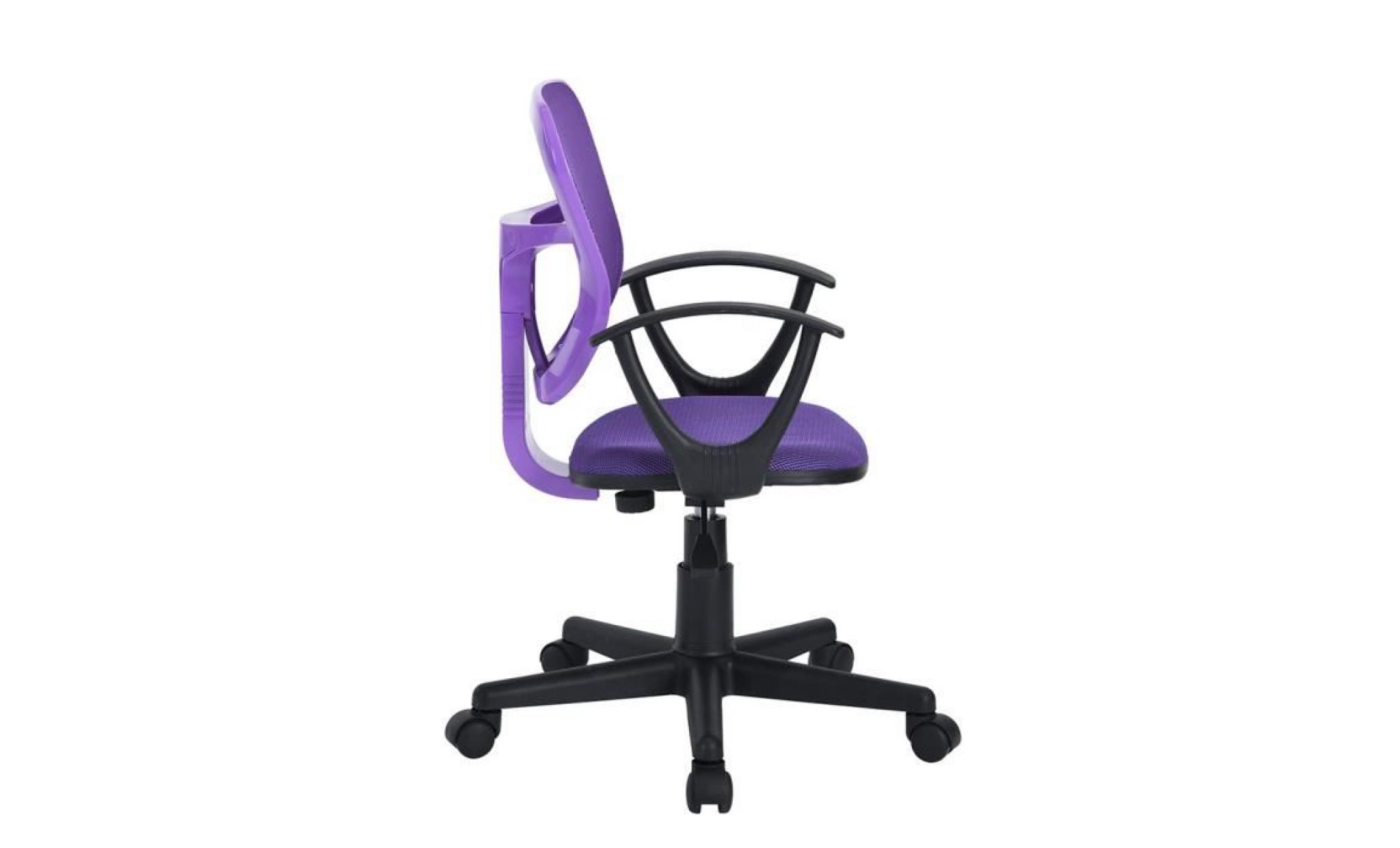 homy casa chaise de bureau et fauteuil de bureau  réglable roullant maille plastique violet pas cher
