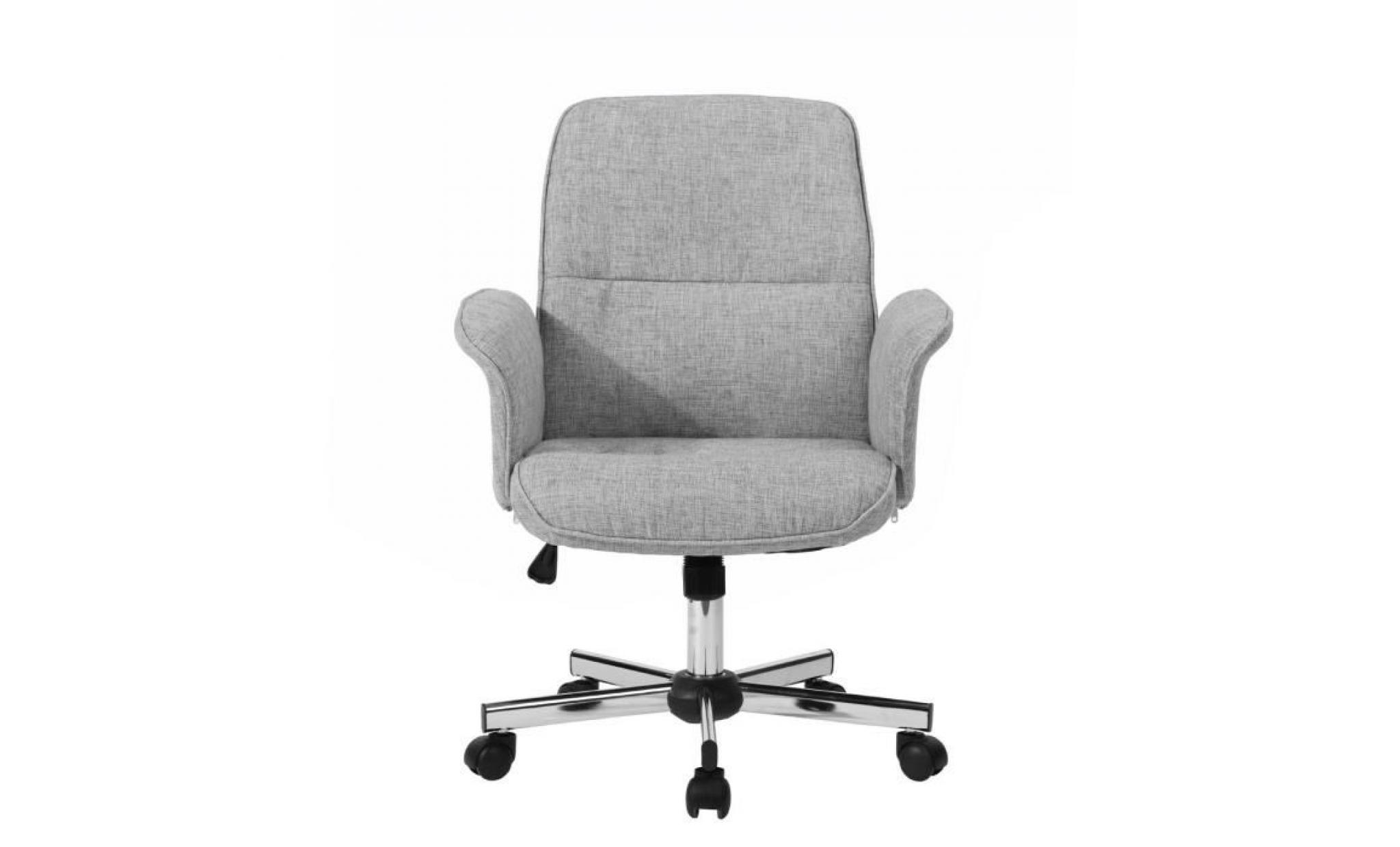 homy casa chaise de bureau fauteuil de bureau en tissu gris hauteur réglable pivotante 360 degrés pas cher