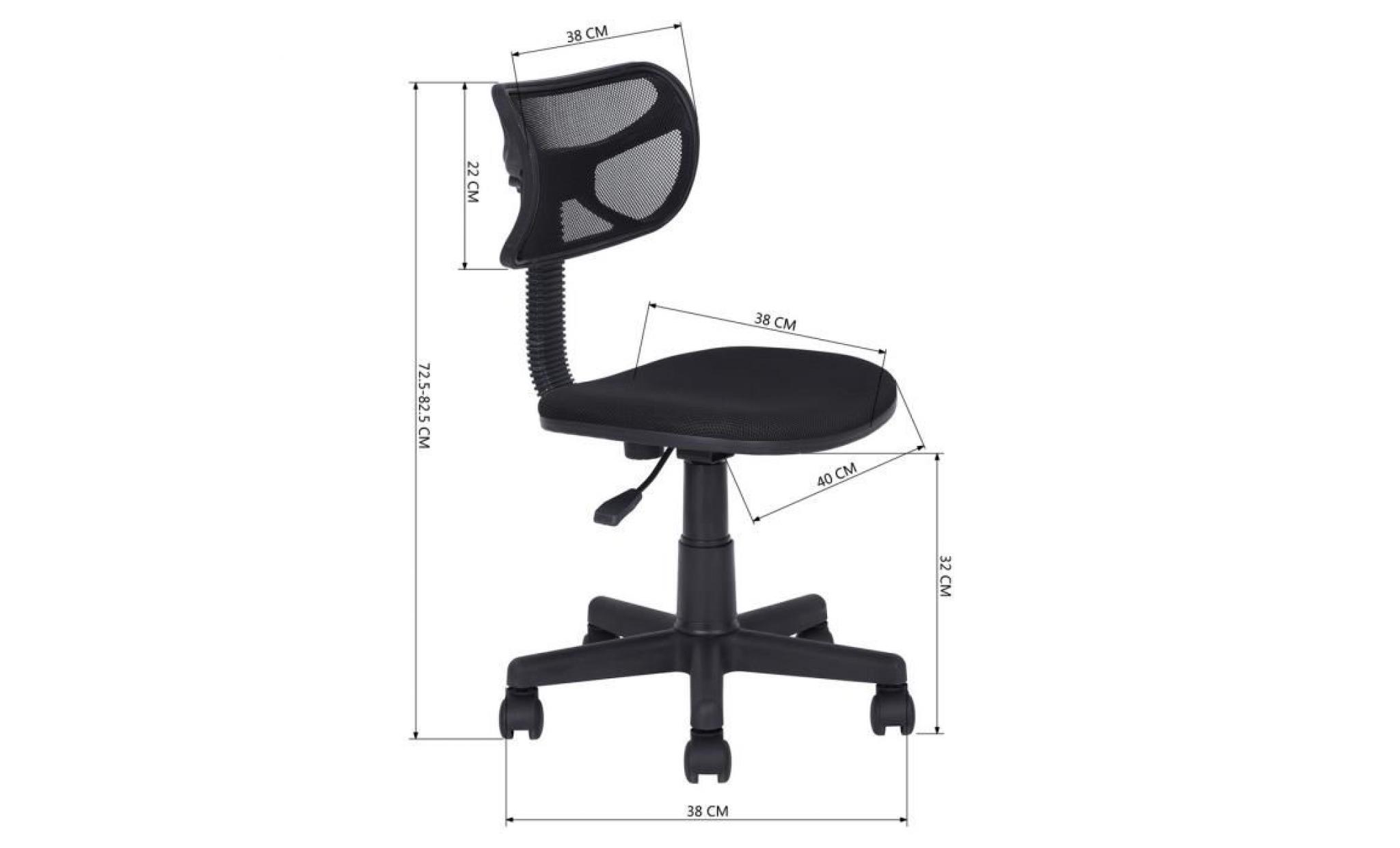 homy casa chaise de bureau fauteuil de bureau  hauteur réglable pivotante 360 degrés maillé et respirant ,noir pas cher