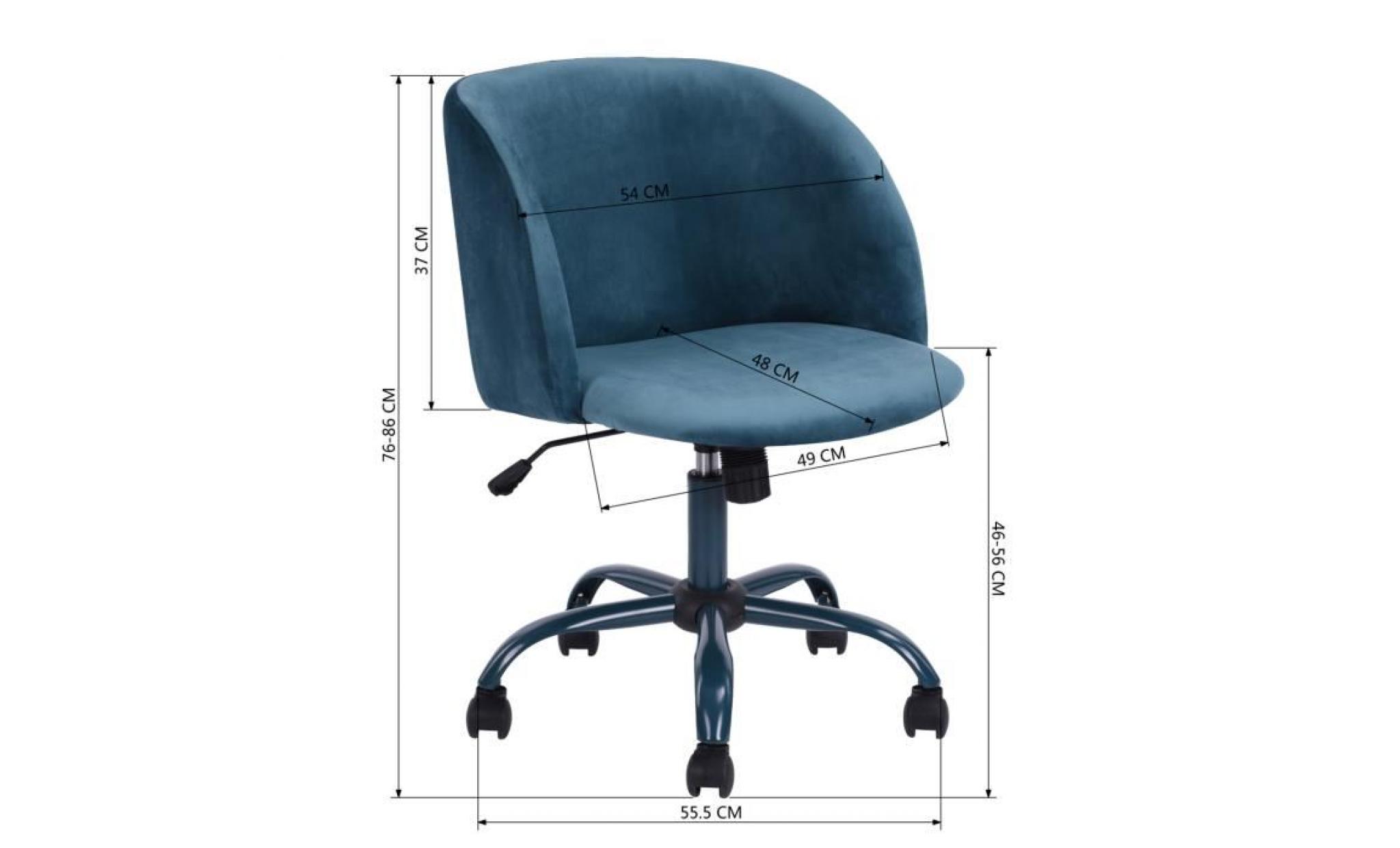 homy casa fauteuil de bureau pivotante 360 degrés hauteur réglable siège souple et comfortable en fabric,bleu pas cher