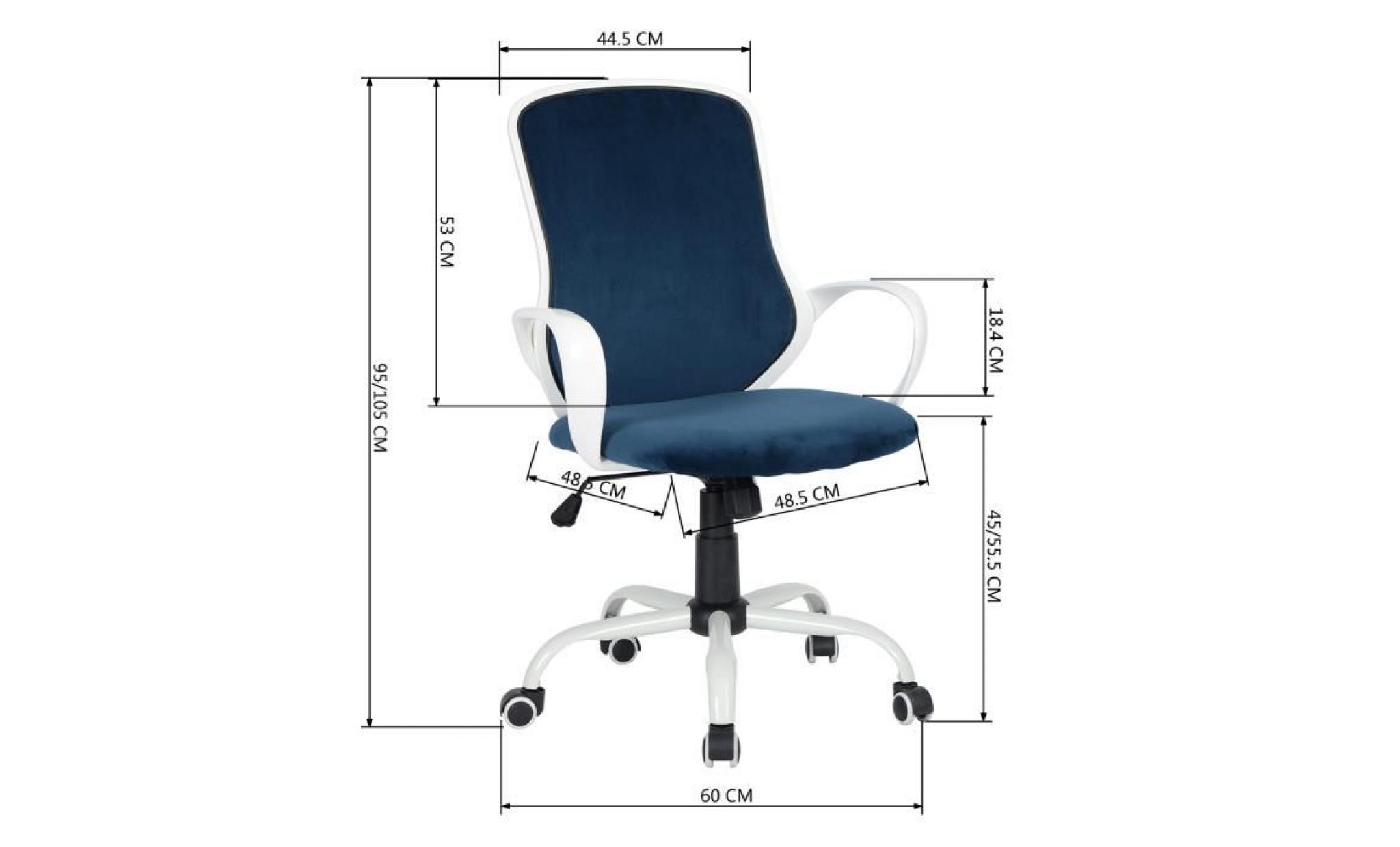 homy casa chaise de bureau fauteuil pivotante 360 degrés hauteur réglable siège fabric,bleue pas cher