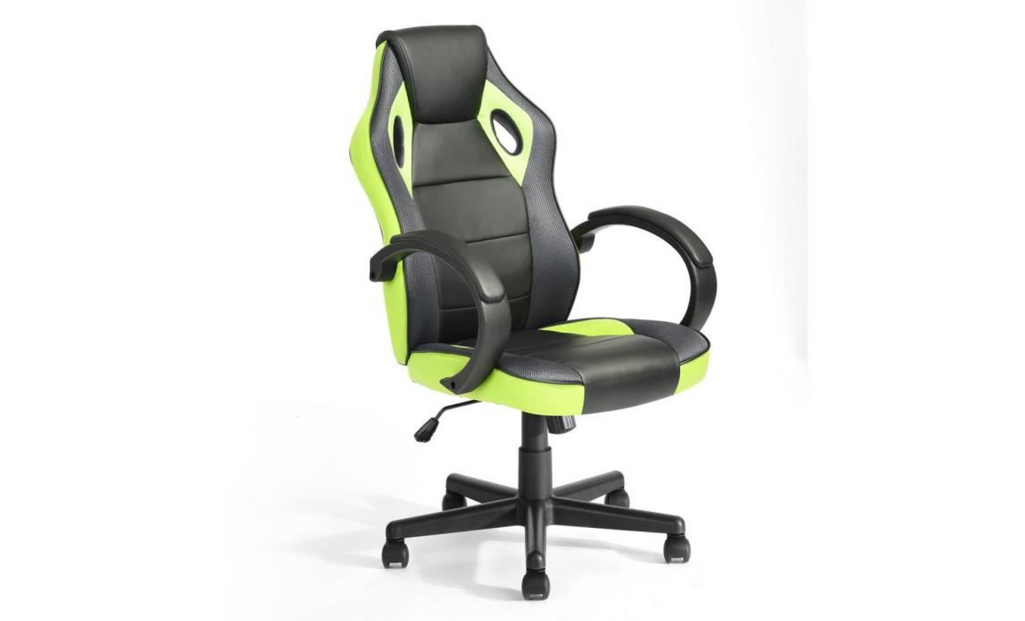 homy casa chaise de bureau pvc fauteuil gaming hauteur réglable,vert