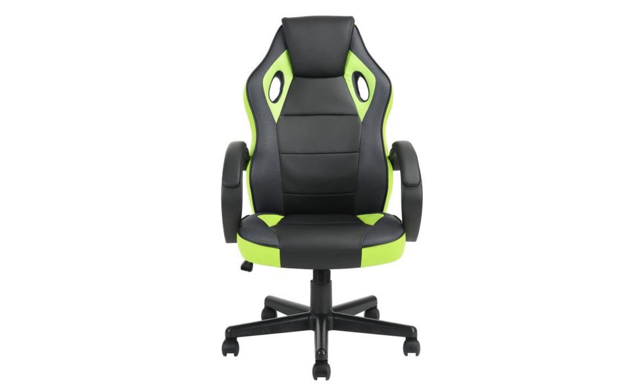 homy casa chaise de bureau pvc fauteuil gaming hauteur réglable,vert pas cher
